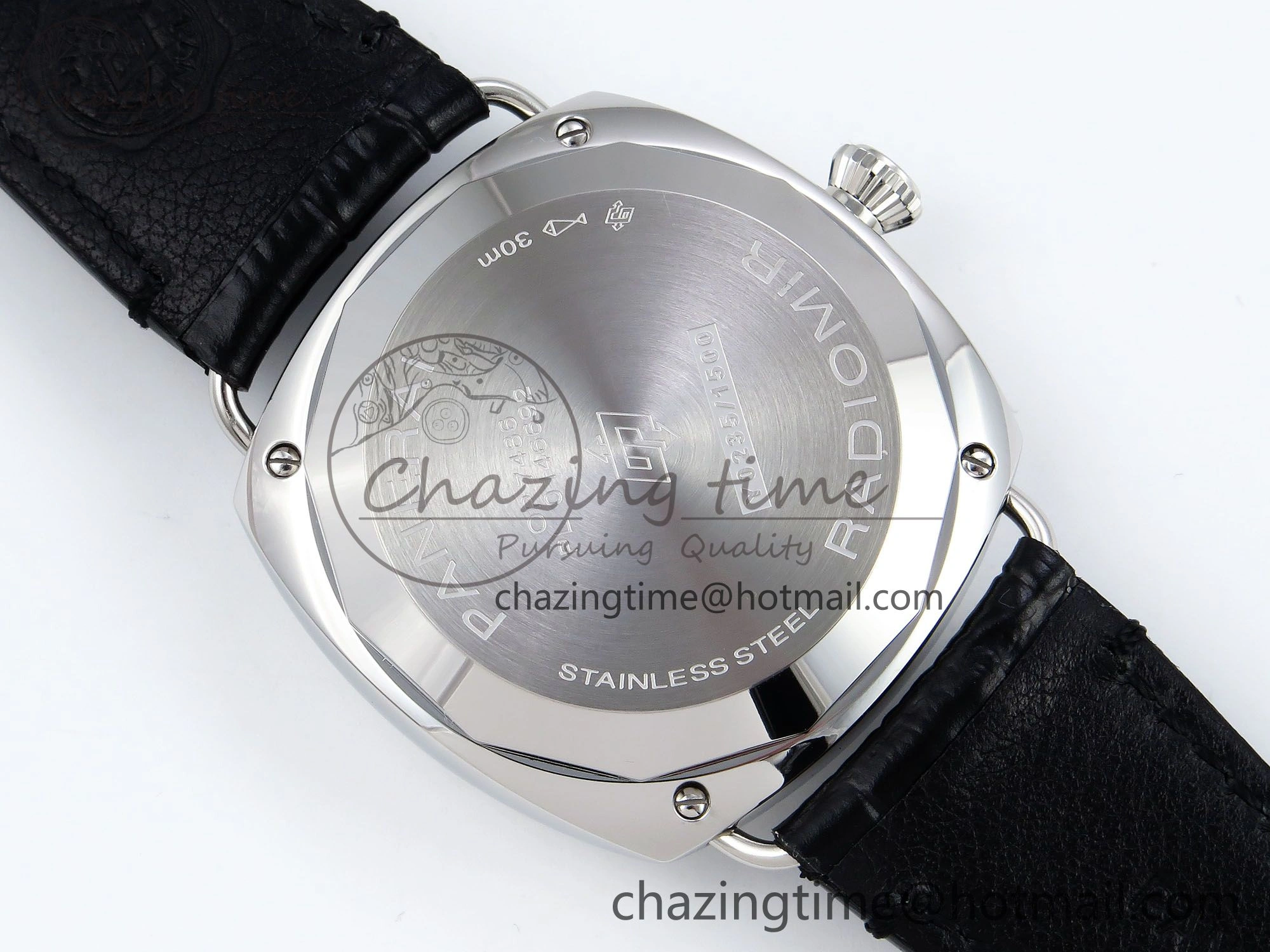 TopPick PAM1294 Radiomir 40mm VSF 1:1 Best Edition Black Dial on Black Leather Strap P 8316