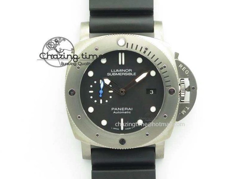 WaterResistant PAM1305 T Titanium ZF 1:1 Best Edition Black Dial On Black Rubber Strap P. 8441