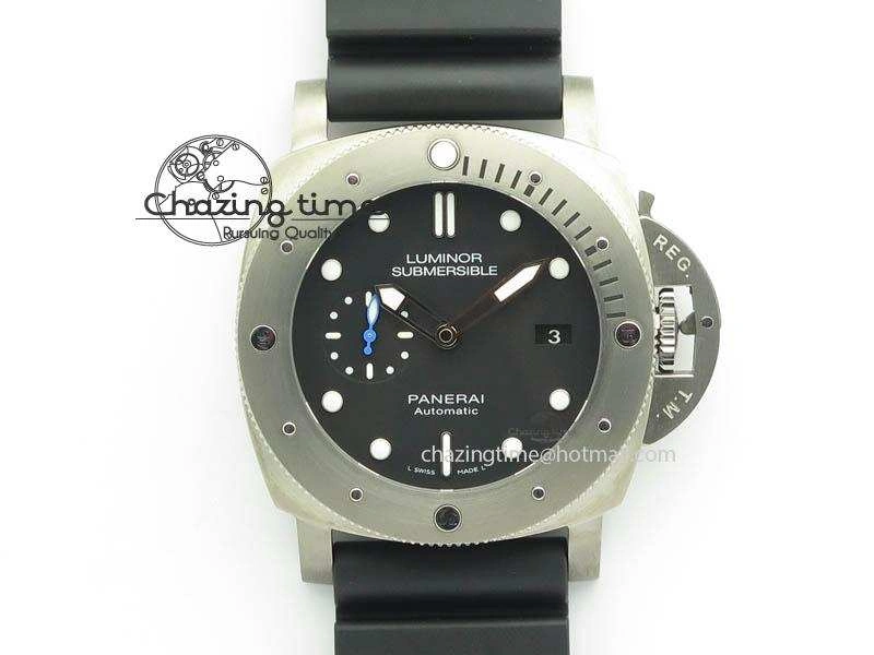 WaterResistant PAM1305 T Titanium ZF 1:1 Best Edition Black Dial On Black Rubber Strap P. 8441