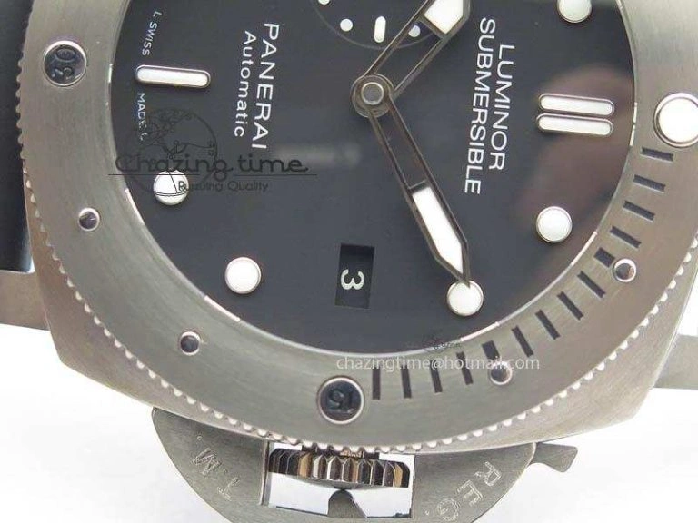 WaterResistant PAM1305 T Titanium ZF 1:1 Best Edition Black Dial On Black Rubber Strap P. 8441