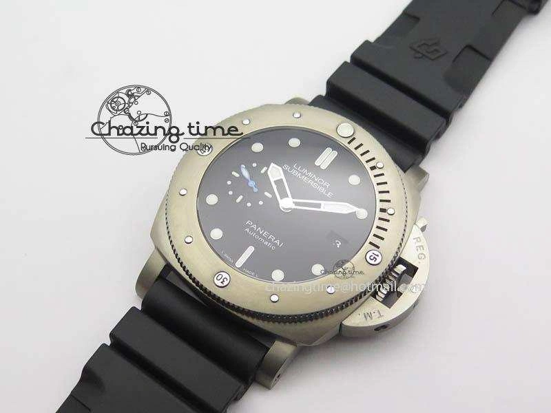WaterResistant PAM1305 T Titanium ZF 1:1 Best Edition Black Dial On Black Rubber Strap P. 8441