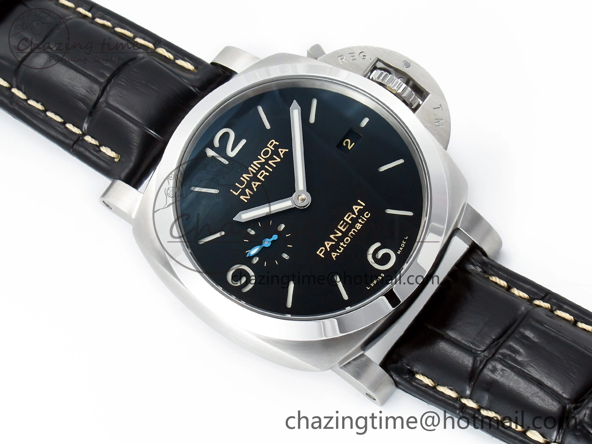 EyeCatching PAM1312 W TTF 1:1 Best Edition on Black Leather Strap P 8330