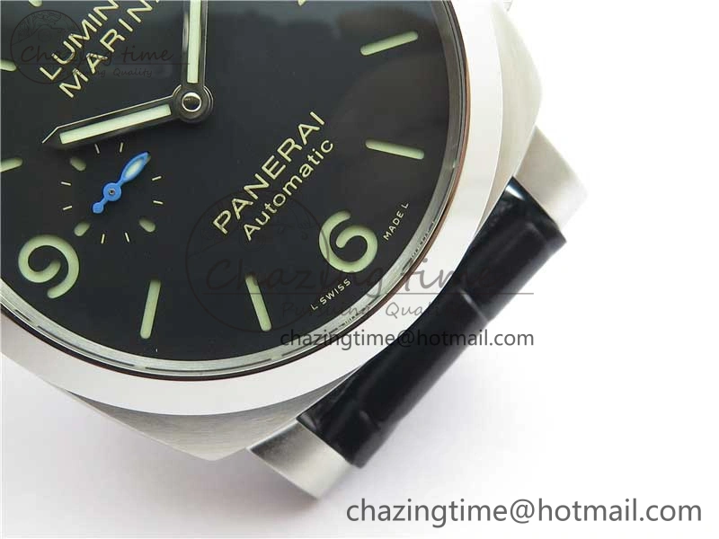 OnTrend PAM1312 W VSF 1:1 Best Edition Black Dial on Black Leather Strap P.9010 Clone 8385