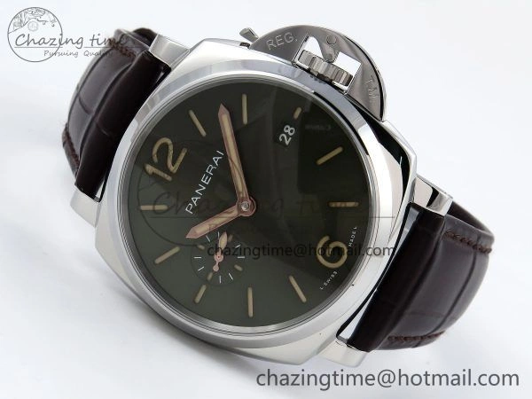 Sleek PAM1329 Luminor Due 42mm VSF 1:1 Best Edition Green Dial on Brown Leather Strap P 8314