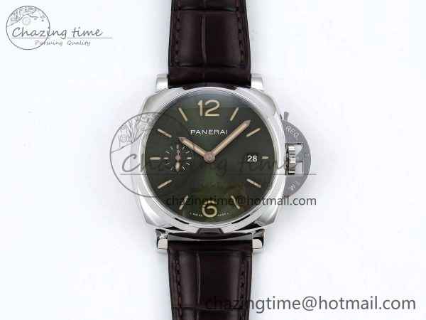 Sleek PAM1329 Luminor Due 42mm VSF 1:1 Best Edition Green Dial on Brown Leather Strap P 8314