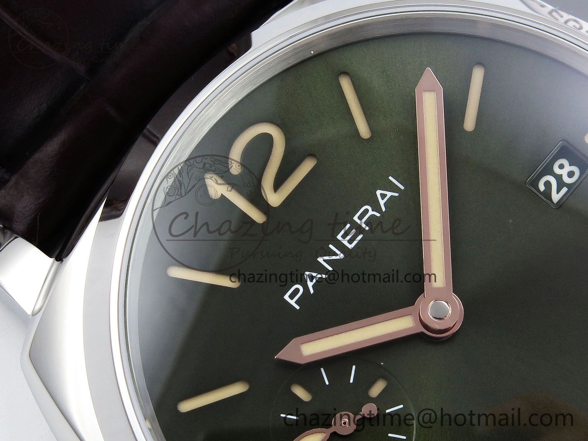 Sleek PAM1329 Luminor Due 42mm VSF 1:1 Best Edition Green Dial on Brown Leather Strap P 8314