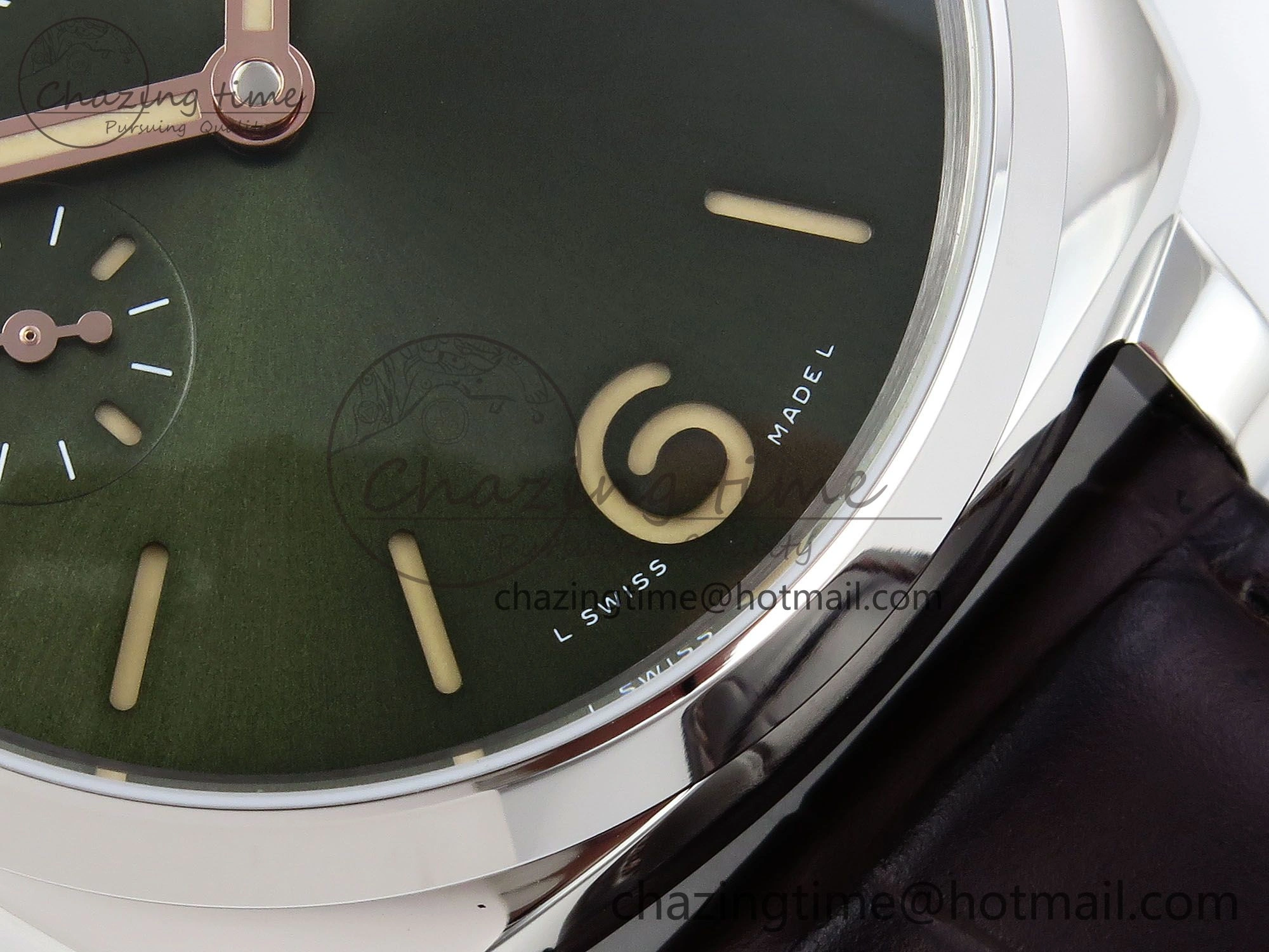 Sleek PAM1329 Luminor Due 42mm VSF 1:1 Best Edition Green Dial on Brown Leather Strap P 8314