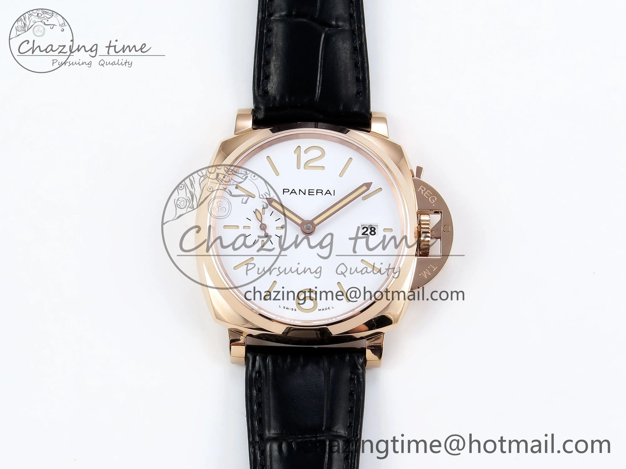 Unisex PAM1336 Luminor Due 42mm VSF Best Edition White Dial on Leather Strap P900 Clone 8328