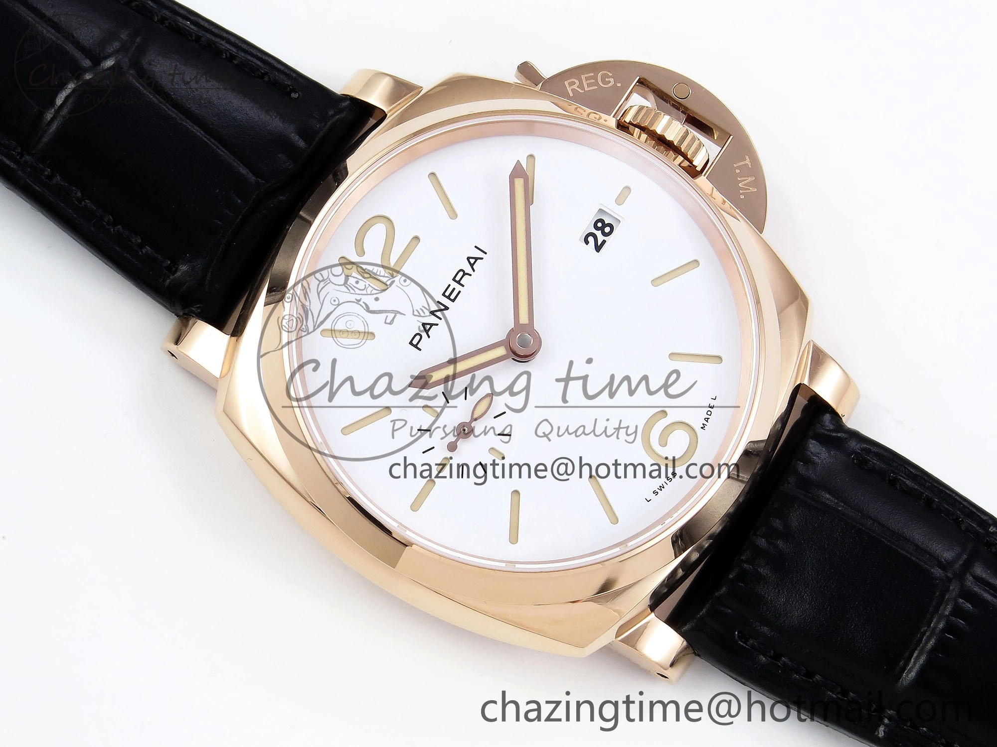 Unisex PAM1336 Luminor Due 42mm VSF Best Edition White Dial on Leather Strap P900 Clone 8328