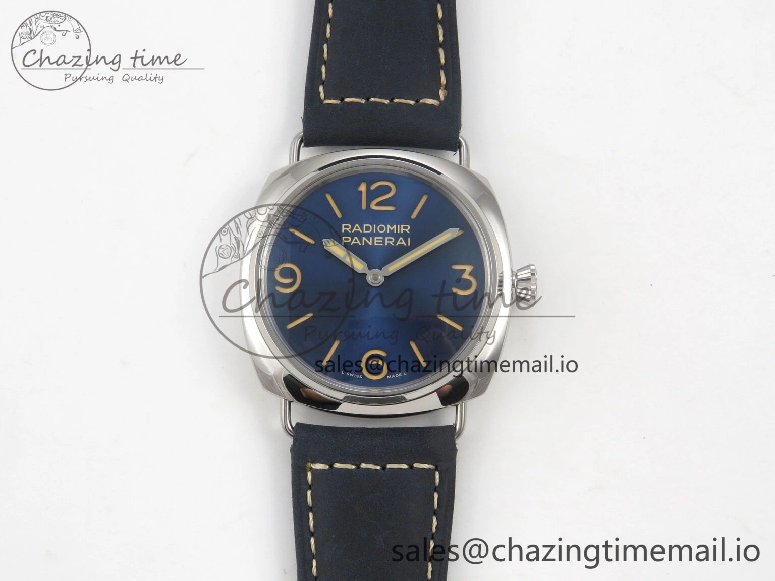 QuickDry PAM1383 HWF 1:1 Best Edition Blue Dial On Blue ASSO Leather Strap A 8296