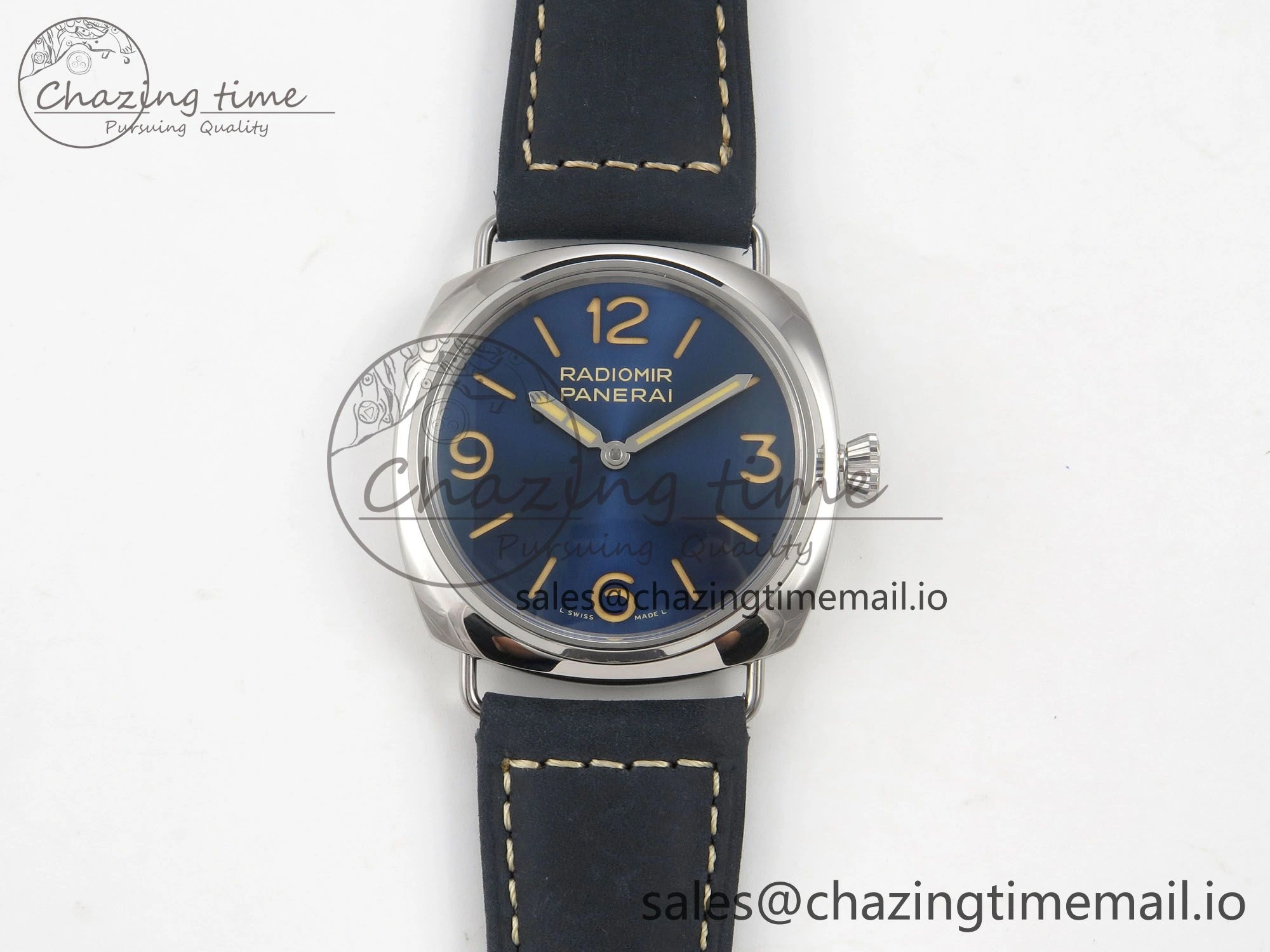 QuickDry PAM1383 HWF 1:1 Best Edition Blue Dial On Blue ASSO Leather Strap A 8296