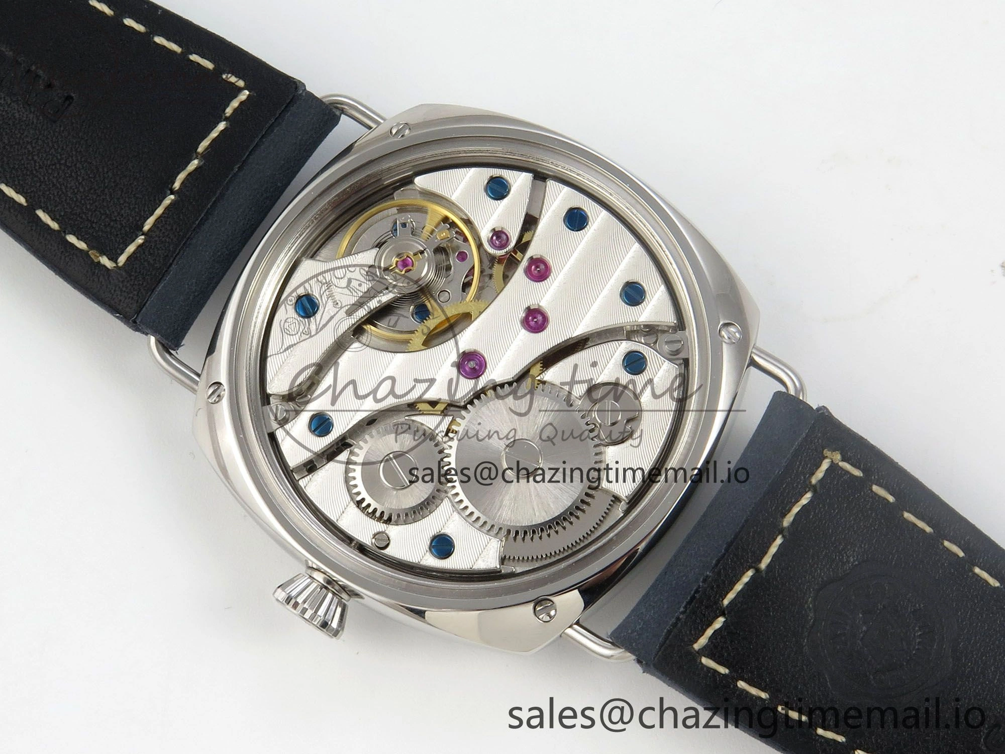 QuickDry PAM1383 HWF 1:1 Best Edition Blue Dial On Blue ASSO Leather Strap A 8296