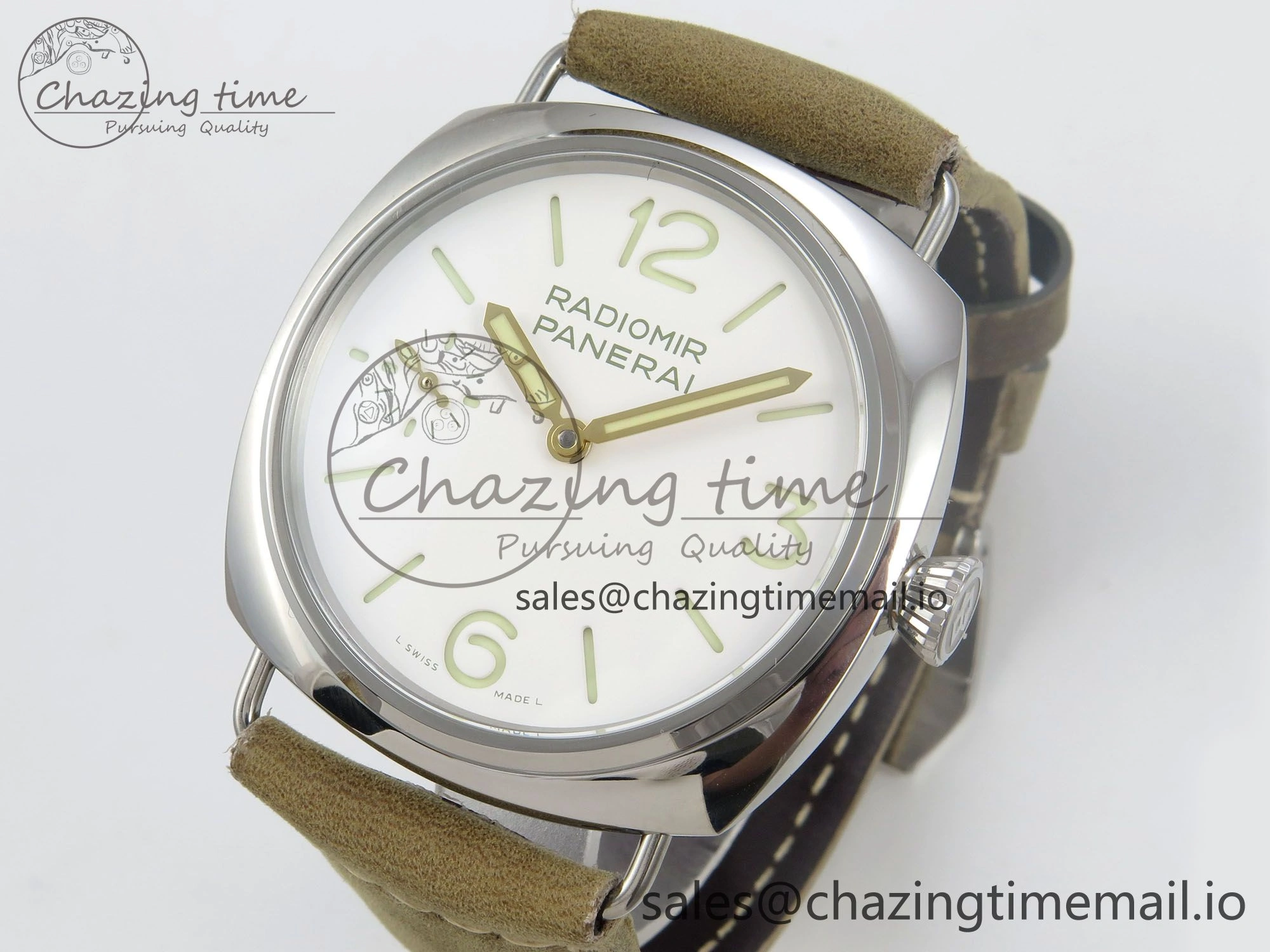 PAM1384 HWF 1:1 Best Edition White Dial On Brown ASSO Leather Strap A FreshLook 8298