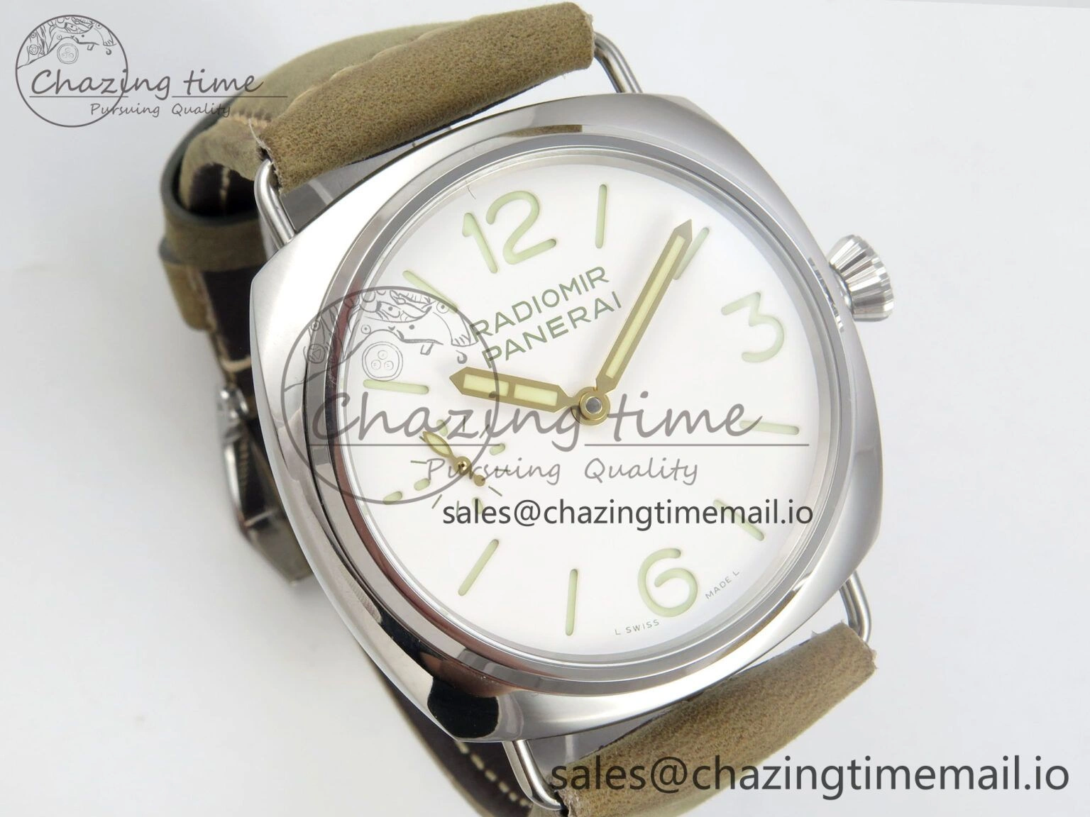 PAM1384 HWF 1:1 Best Edition White Dial On Brown ASSO Leather Strap A FreshLook 8298