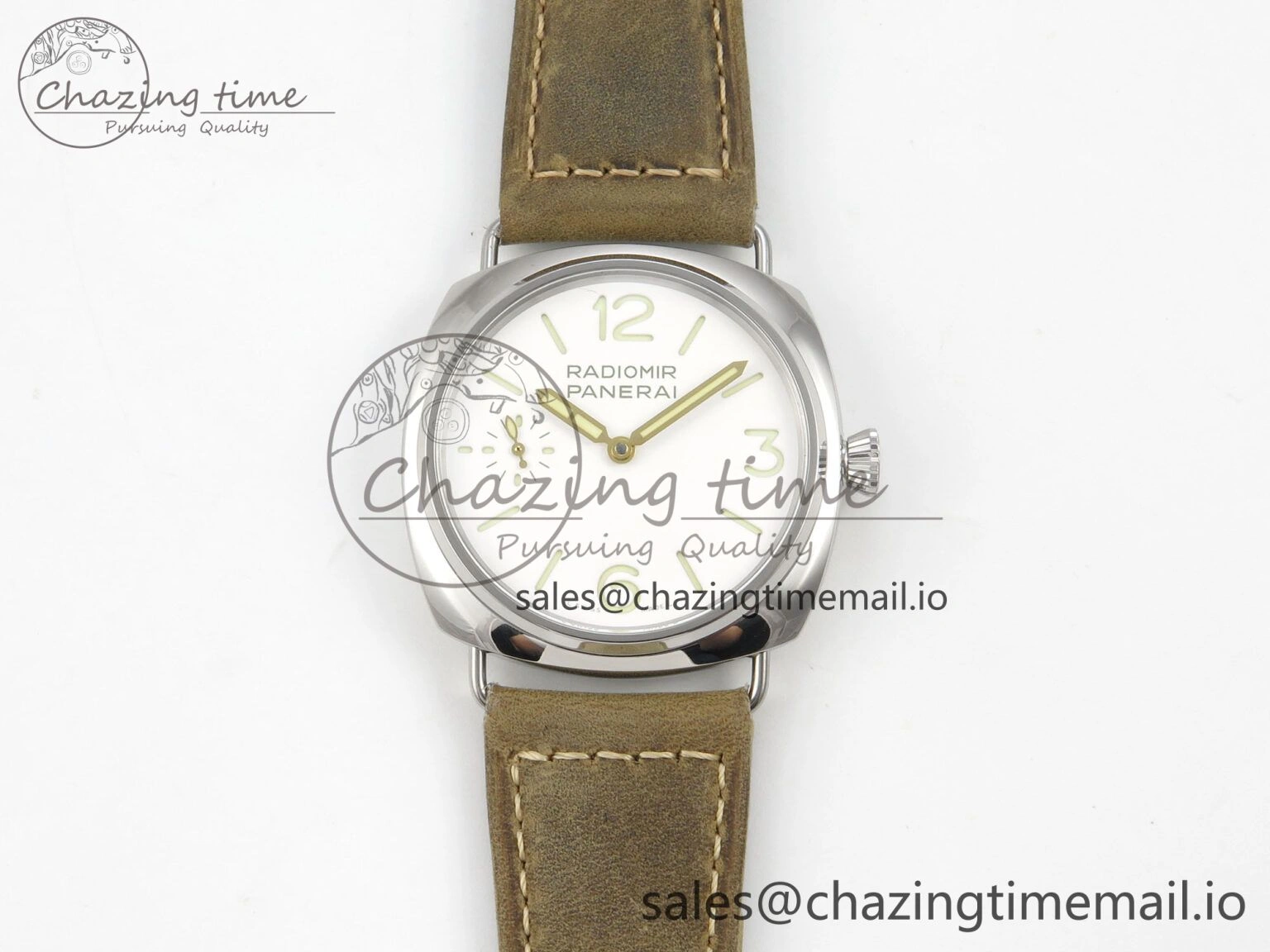 PAM1384 HWF 1:1 Best Edition White Dial On Brown ASSO Leather Strap A FreshLook 8298