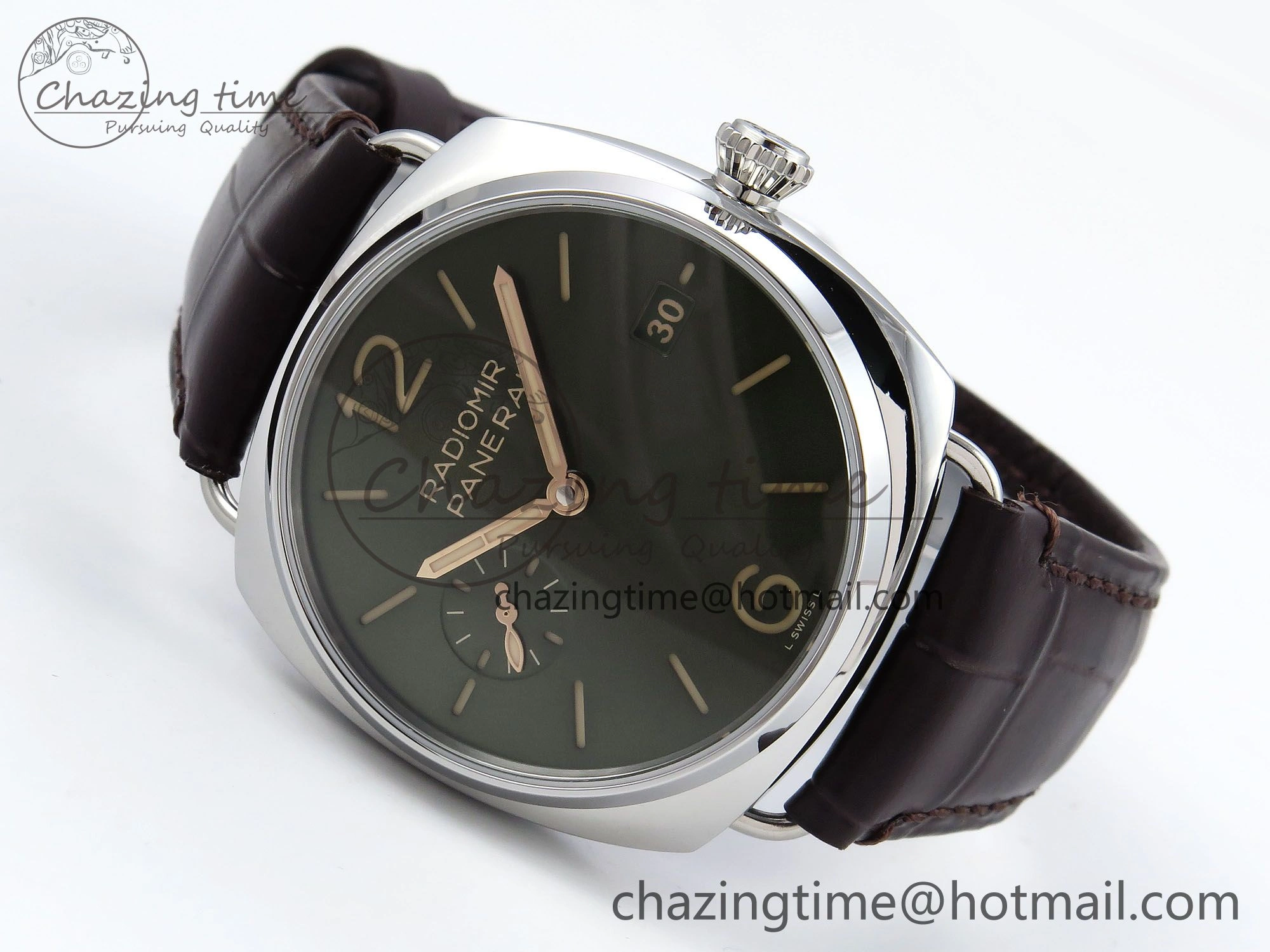 PAM1386 Radiomir 40mm VSF 1:1 Best Edition Green Dial on Brown Leather Strap P Neat 8315