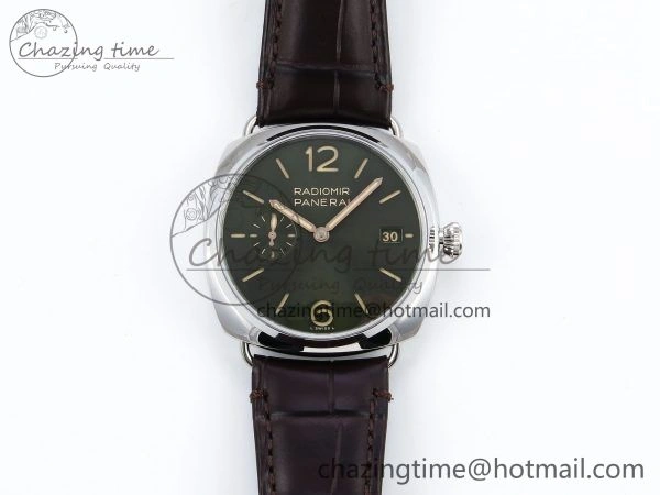 PAM1386 Radiomir 40mm VSF 1:1 Best Edition Green Dial on Brown Leather Strap P Neat 8315