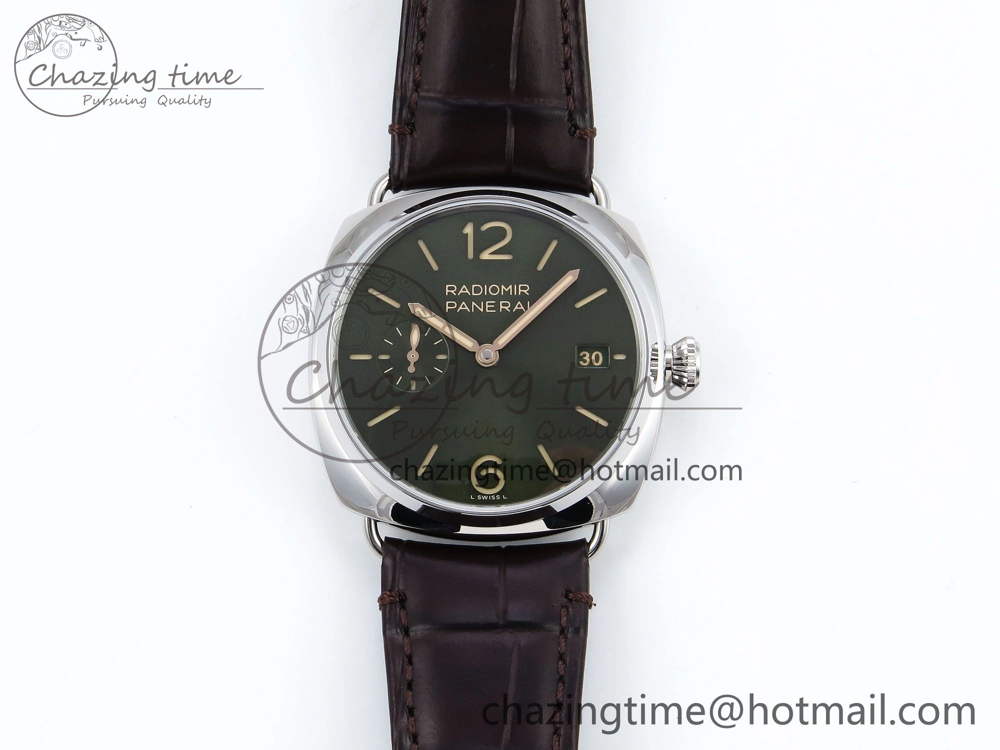 PAM1386 Radiomir 40mm VSF 1:1 Best Edition Green Dial on Brown Leather Strap P Neat 8315