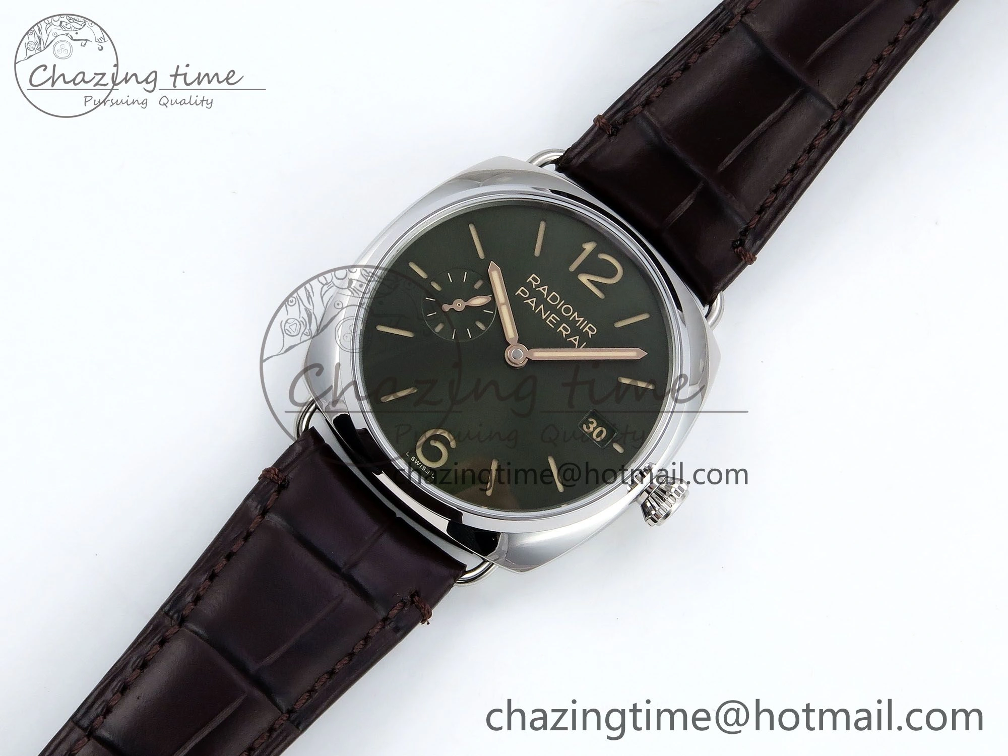 PAM1386 Radiomir 40mm VSF 1:1 Best Edition Green Dial on Brown Leather Strap P Neat 8315