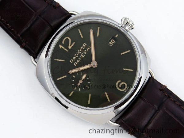 PAM1386 Radiomir 40mm VSF 1:1 Best Edition Green Dial on Brown Leather Strap P Neat 8315