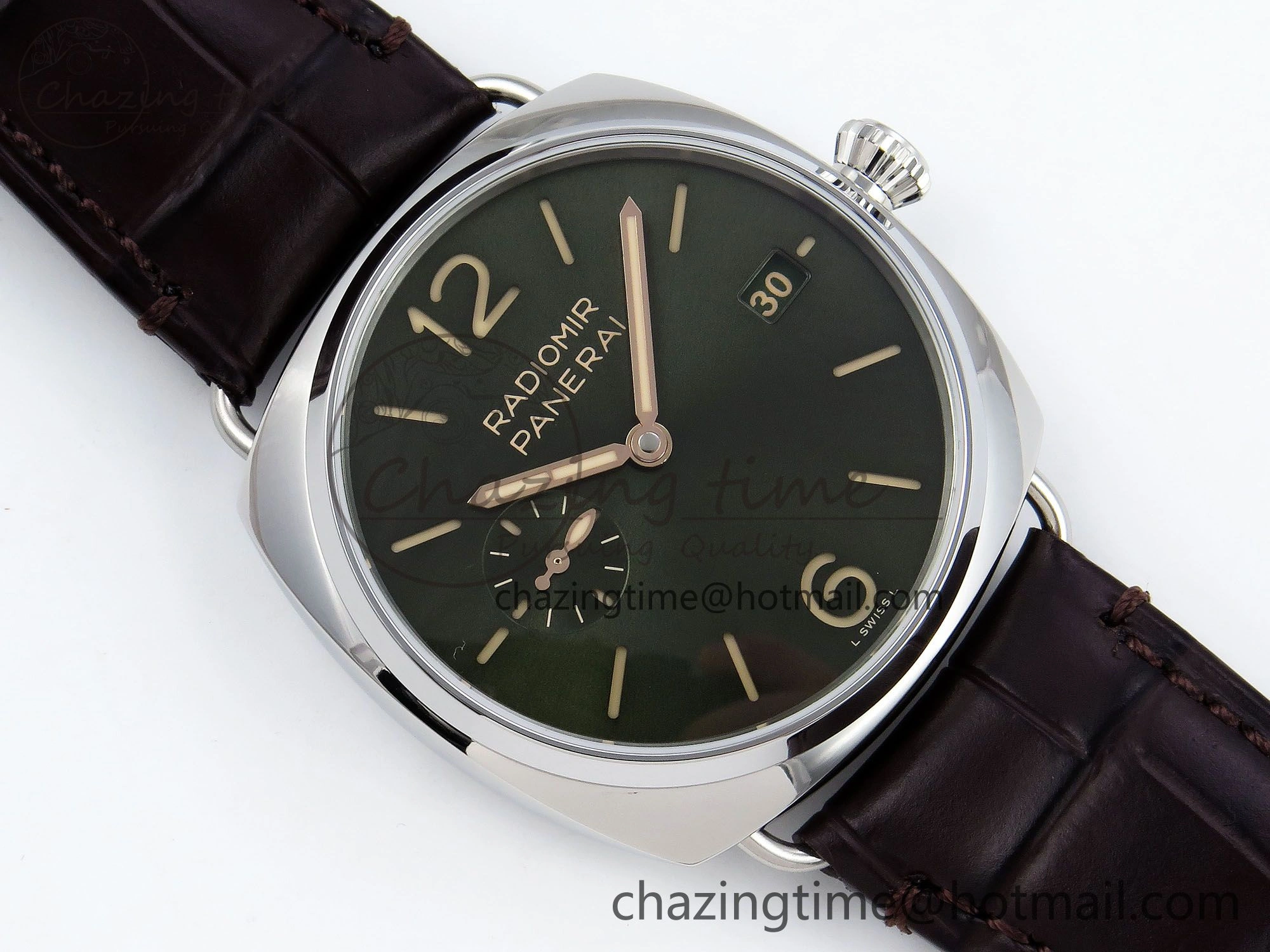 PAM1386 Radiomir 40mm VSF 1:1 Best Edition Green Dial on Brown Leather Strap P Neat 8315