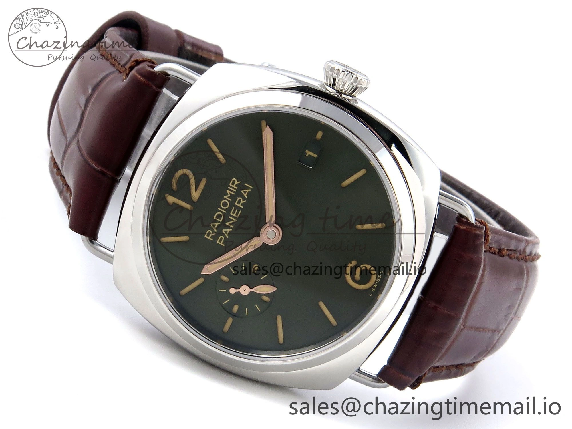 Fashionable PAM1386 Y Radiomir TTF 1:1 Best Edition Green Dial on Brown Leather Strap P 8320