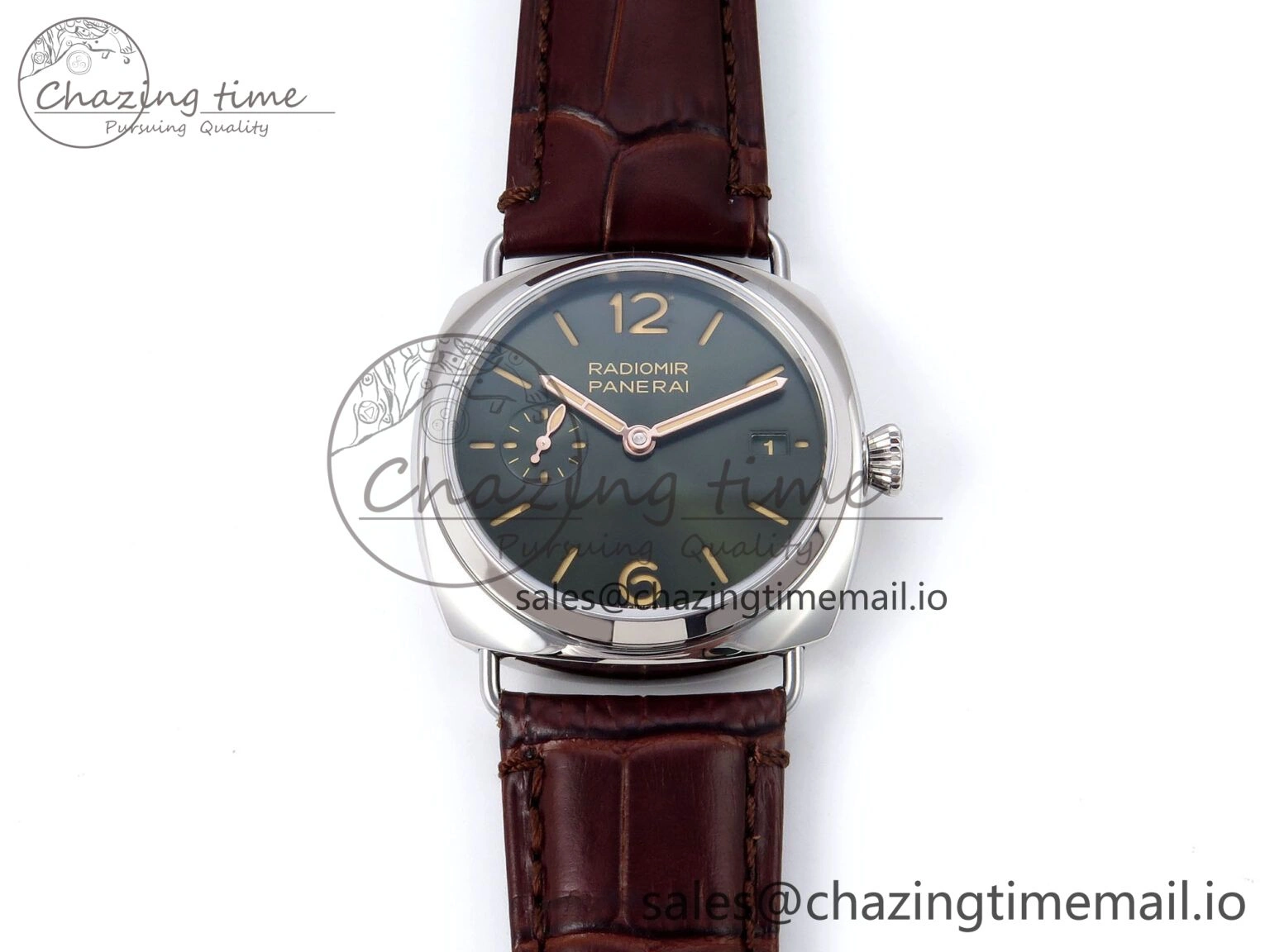 Fashionable PAM1386 Y Radiomir TTF 1:1 Best Edition Green Dial on Brown Leather Strap P 8320