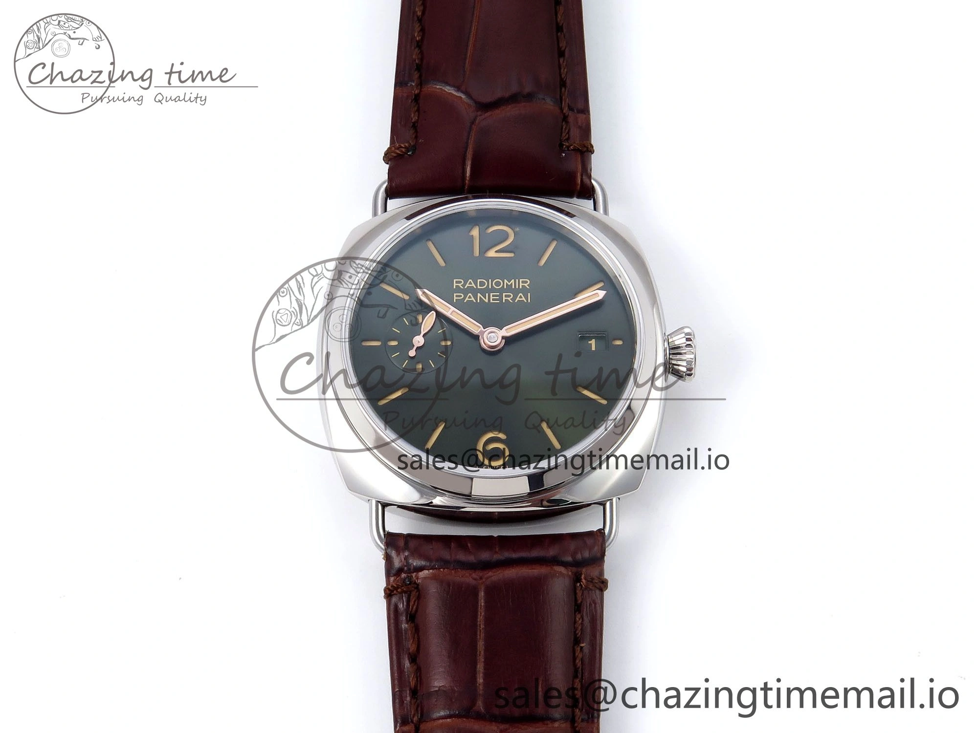 Fashionable PAM1386 Y Radiomir TTF 1:1 Best Edition Green Dial on Brown Leather Strap P 8320