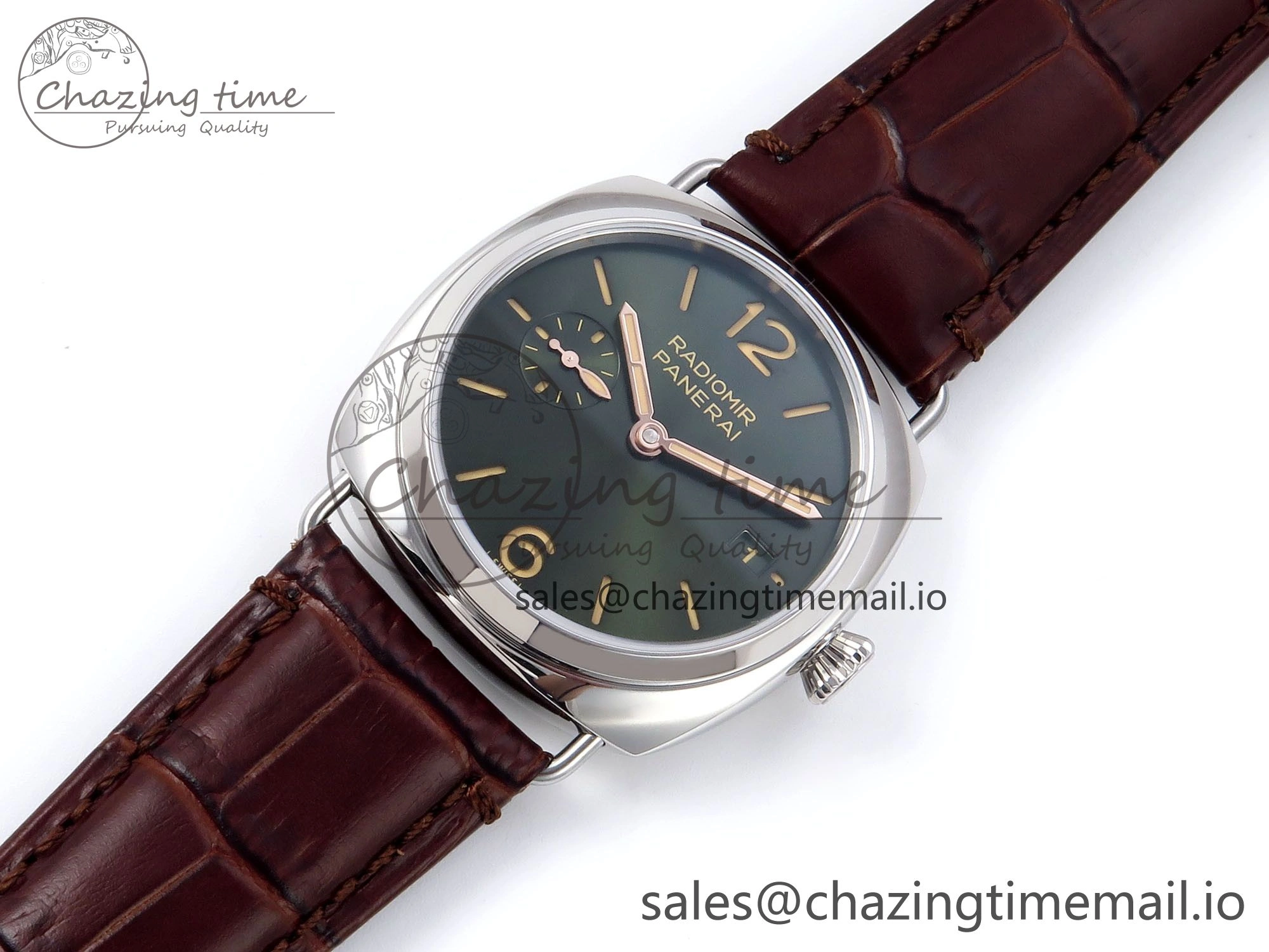 Fashionable PAM1386 Y Radiomir TTF 1:1 Best Edition Green Dial on Brown Leather Strap P 8320