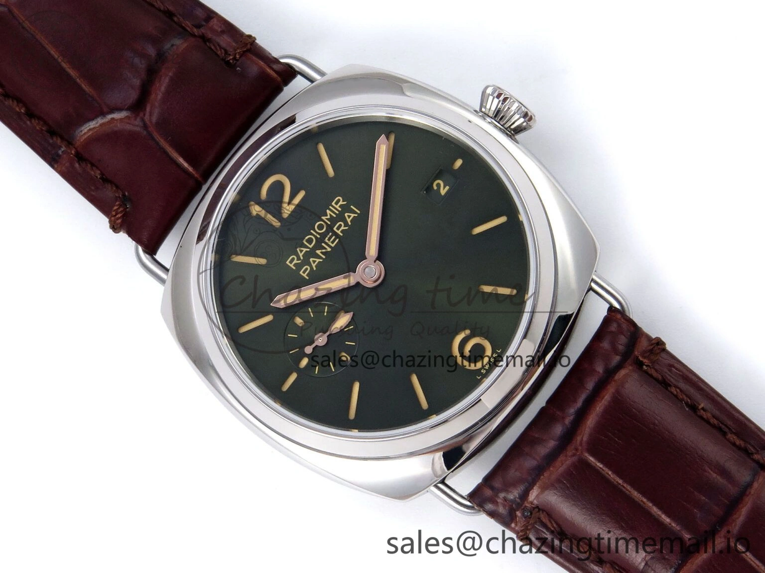 Fashionable PAM1386 Y Radiomir TTF 1:1 Best Edition Green Dial on Brown Leather Strap P 8320