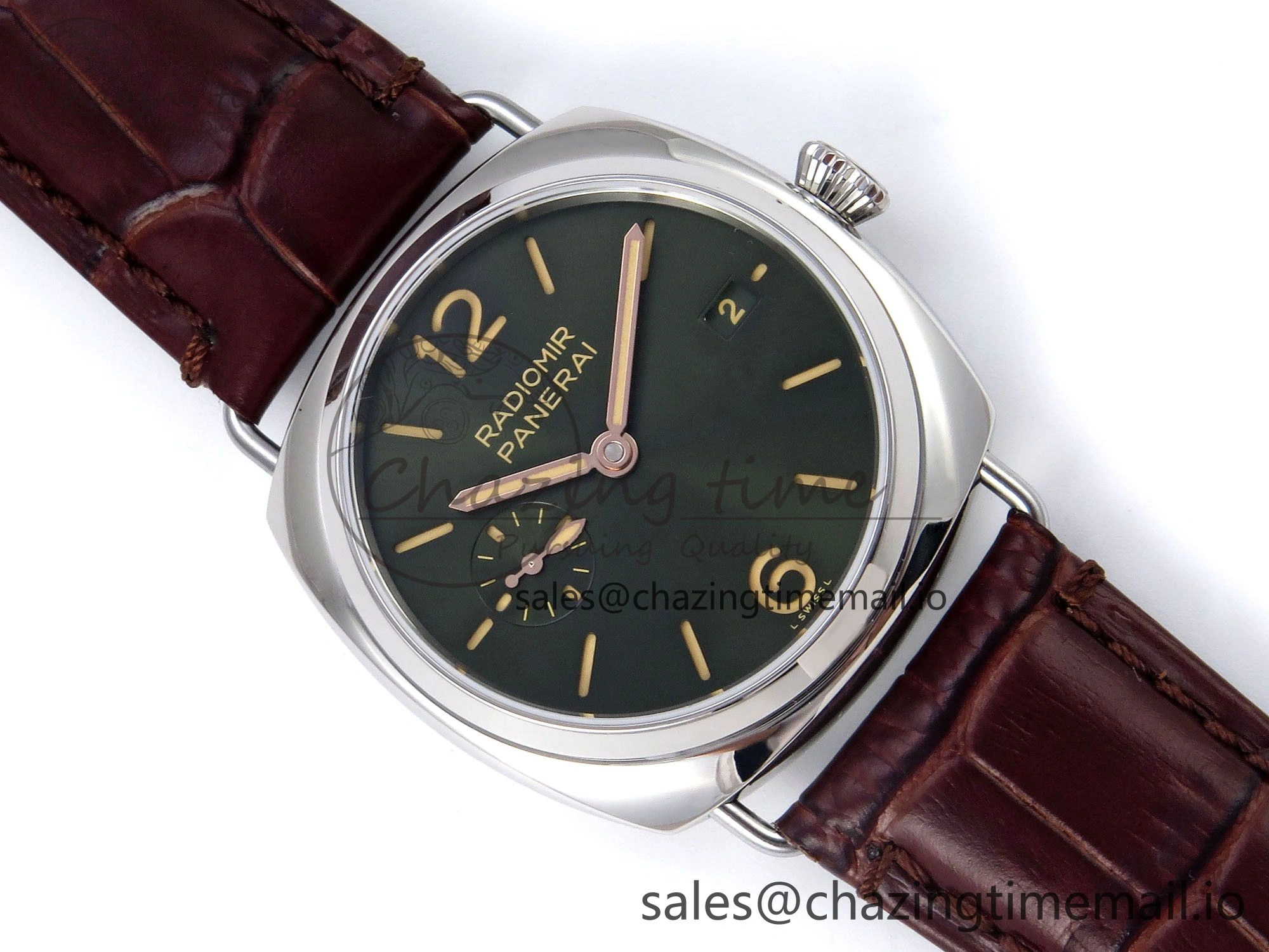 Fashionable PAM1386 Y Radiomir TTF 1:1 Best Edition Green Dial on Brown Leather Strap P 8320