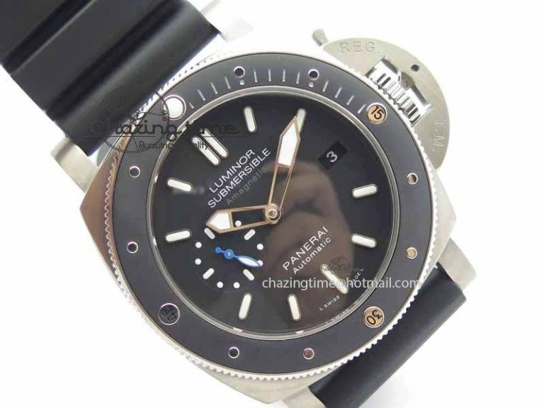 UrbanChic PAM1389 Titanium XF Best Edition Black Ceramic Bezel Black Dial On Black Rubber Strap P. 8454