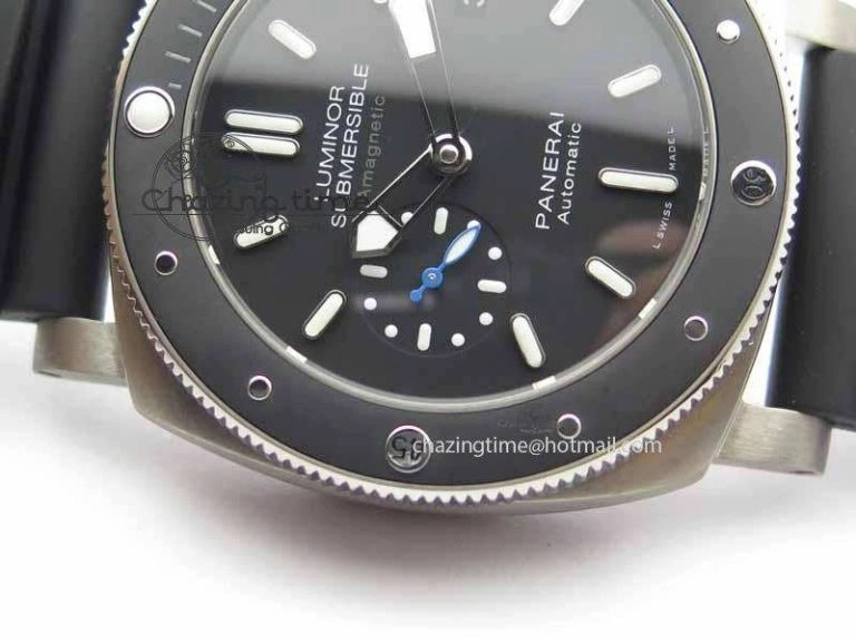 UrbanChic PAM1389 Titanium XF Best Edition Black Ceramic Bezel Black Dial On Black Rubber Strap P. 8454