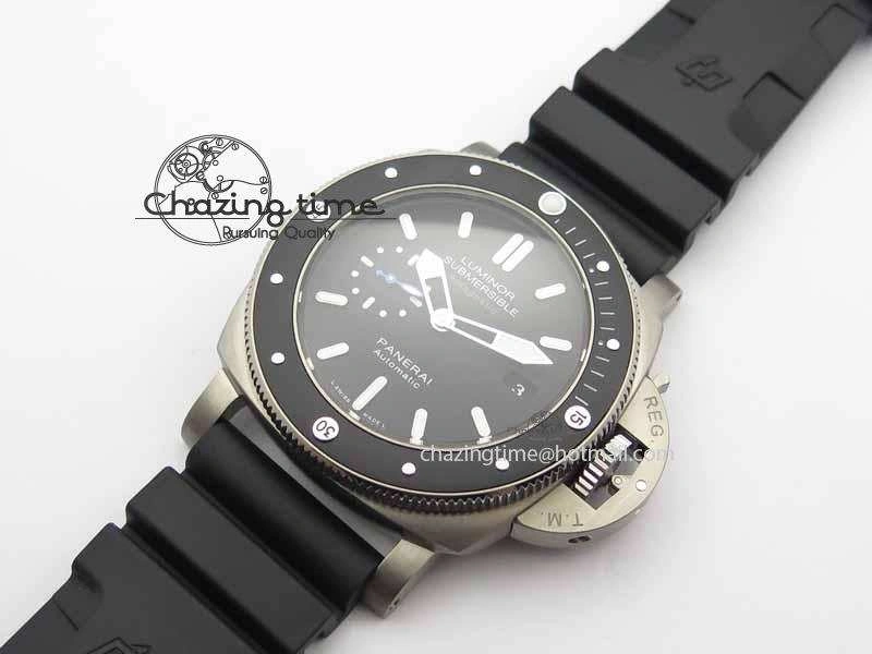 UrbanChic PAM1389 Titanium XF Best Edition Black Ceramic Bezel Black Dial On Black Rubber Strap P. 8454