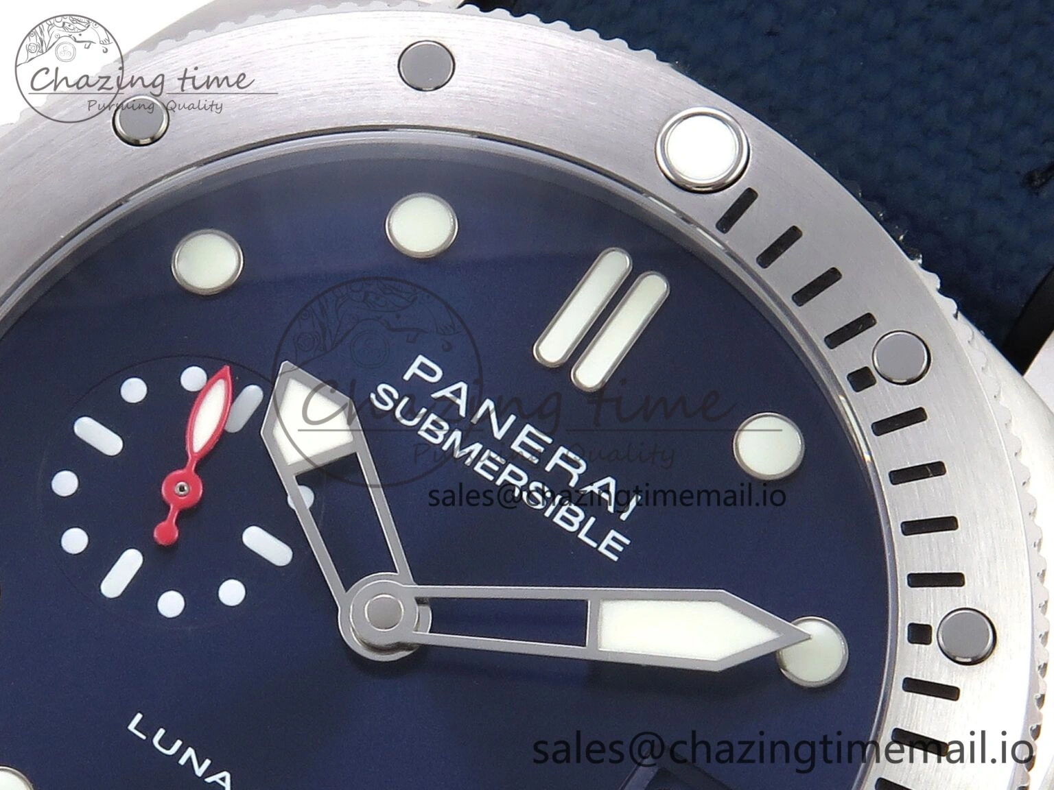 Trendsetting PAM1391 Luna Rossa Submersible VSF 1:1 Best Edition on Blue Fabric Strap P 8304