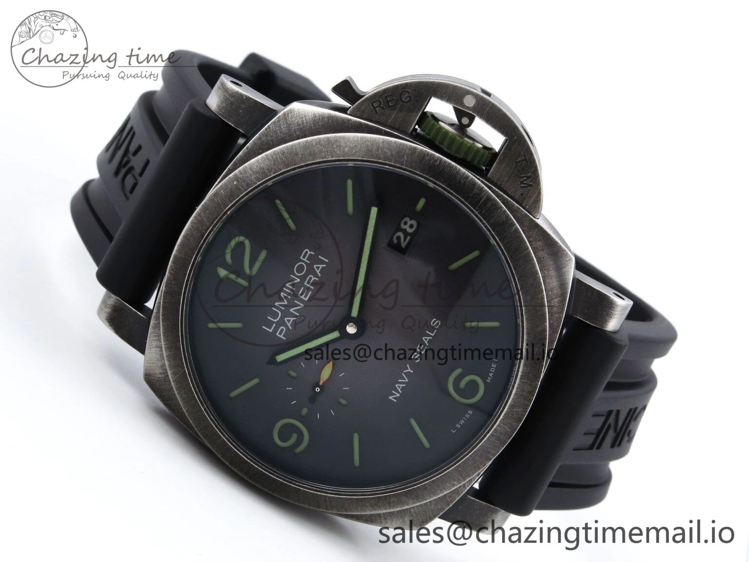 MoistureWicking PAM1412 Navy SEALs VSF 1:1 Best Edition Iron Gray Dial on Rubber Strap P.9010 Clone 8307