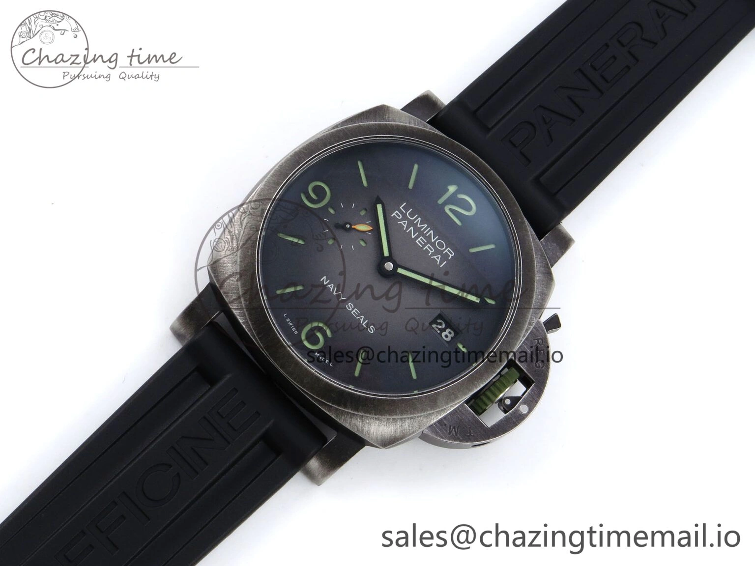 MoistureWicking PAM1412 Navy SEALs VSF 1:1 Best Edition Iron Gray Dial on Rubber Strap P.9010 Clone 8307