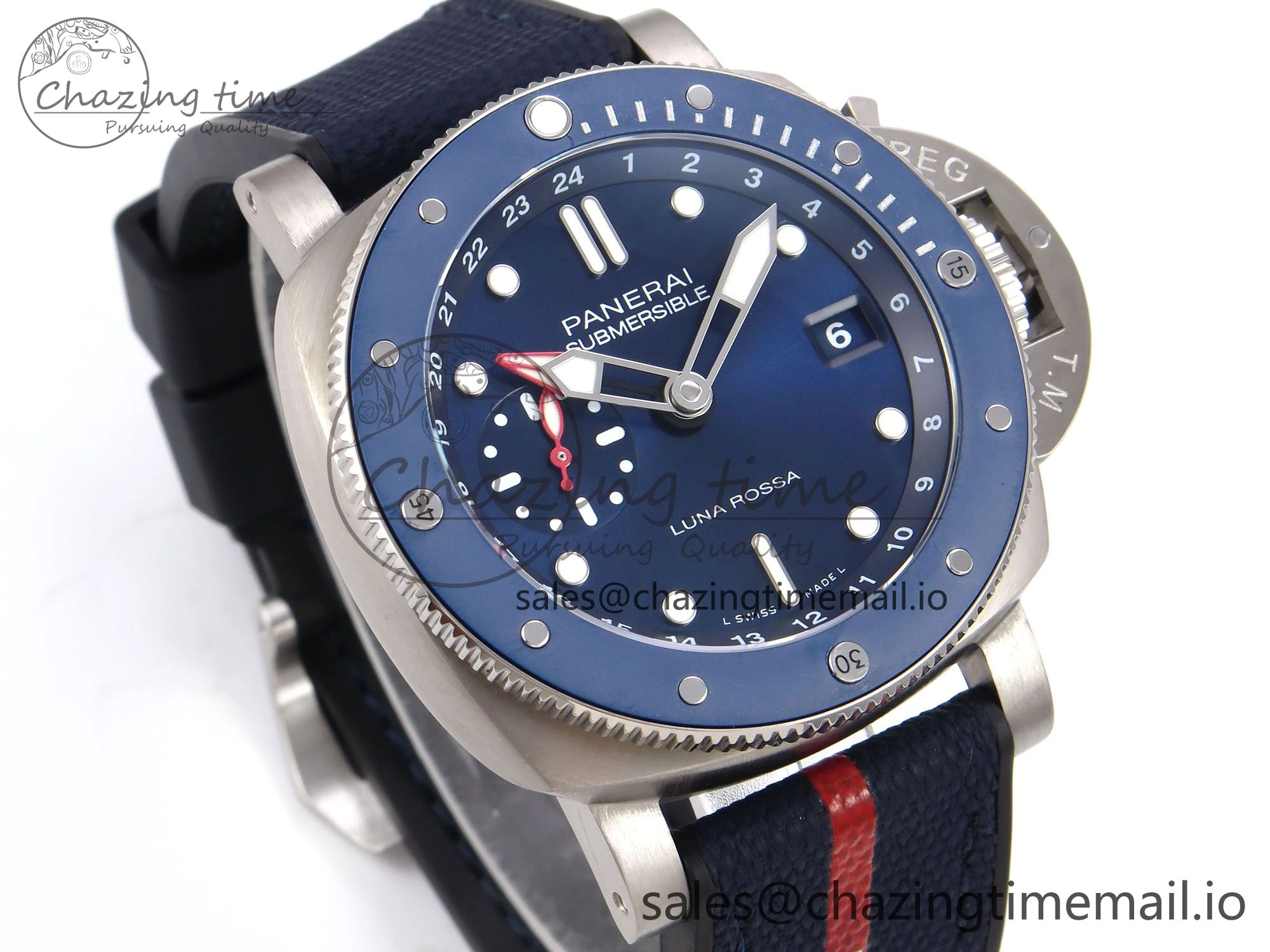 AllSeason PAM1507 Luna Rossa Submersible VSF 1:1 Best Edition on Blue Fabric Strap P 8301