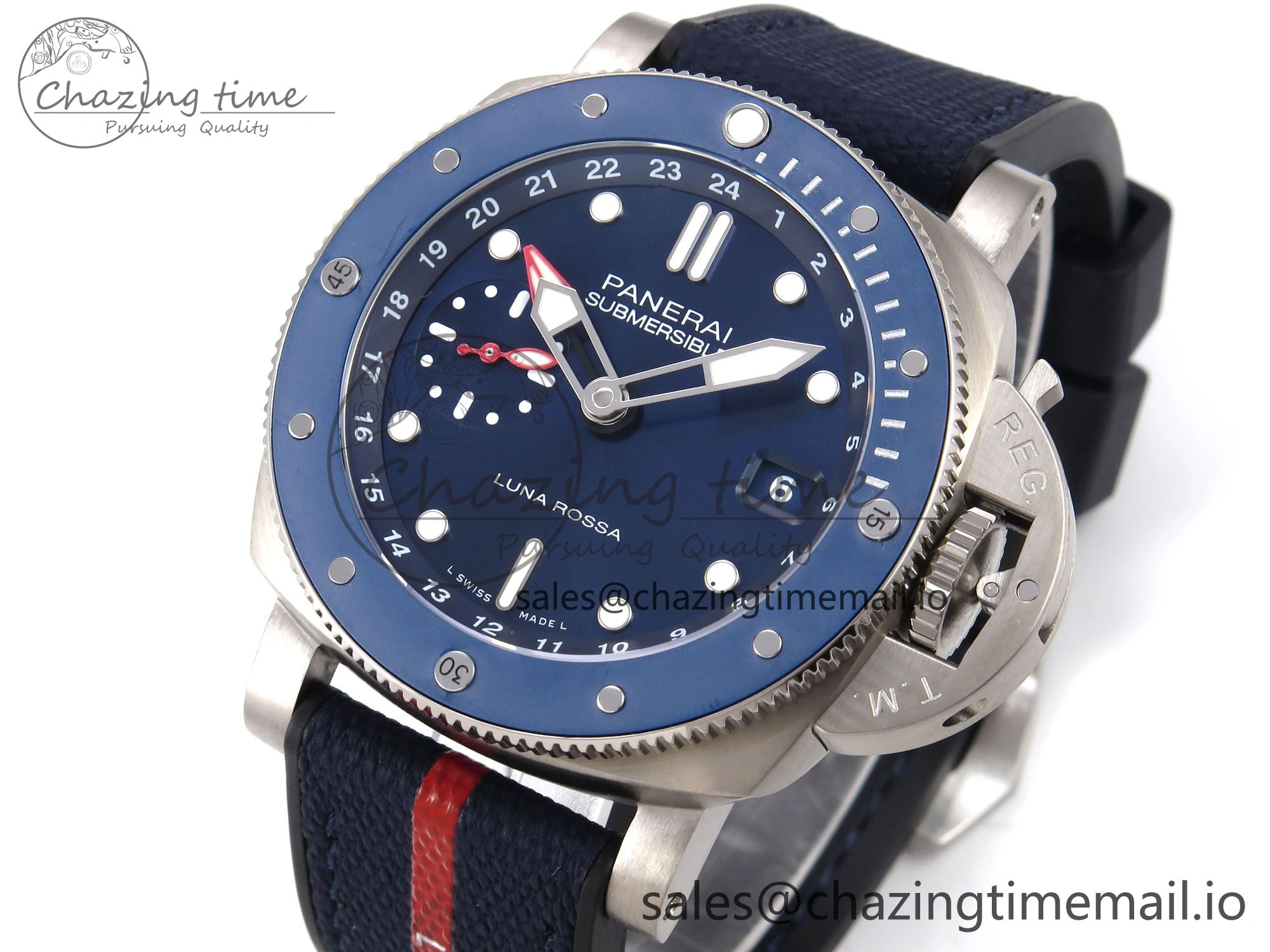 AllSeason PAM1507 Luna Rossa Submersible VSF 1:1 Best Edition on Blue Fabric Strap P 8301