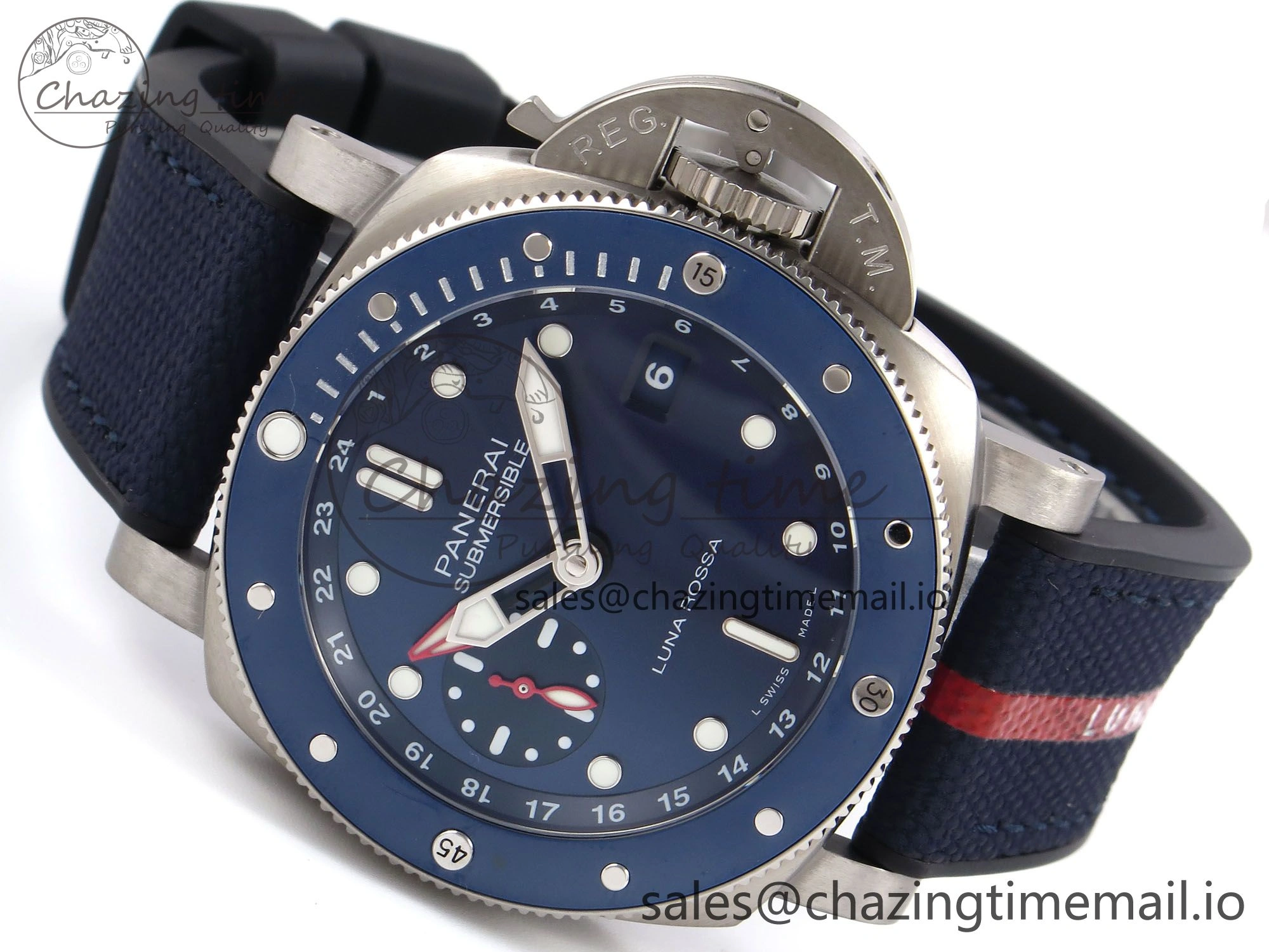 AllSeason PAM1507 Luna Rossa Submersible VSF 1:1 Best Edition on Blue Fabric Strap P 8301