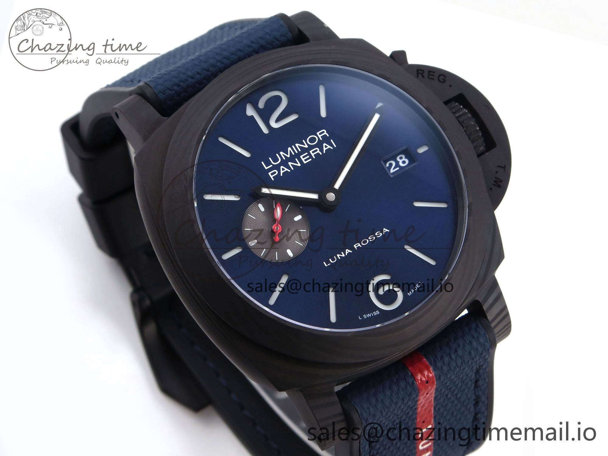 PAM1529 Luna Rossa Carbotech VSF 1:1 Best Edition on Blue Fabric Strap P.9010 Clone FreshLook 8310