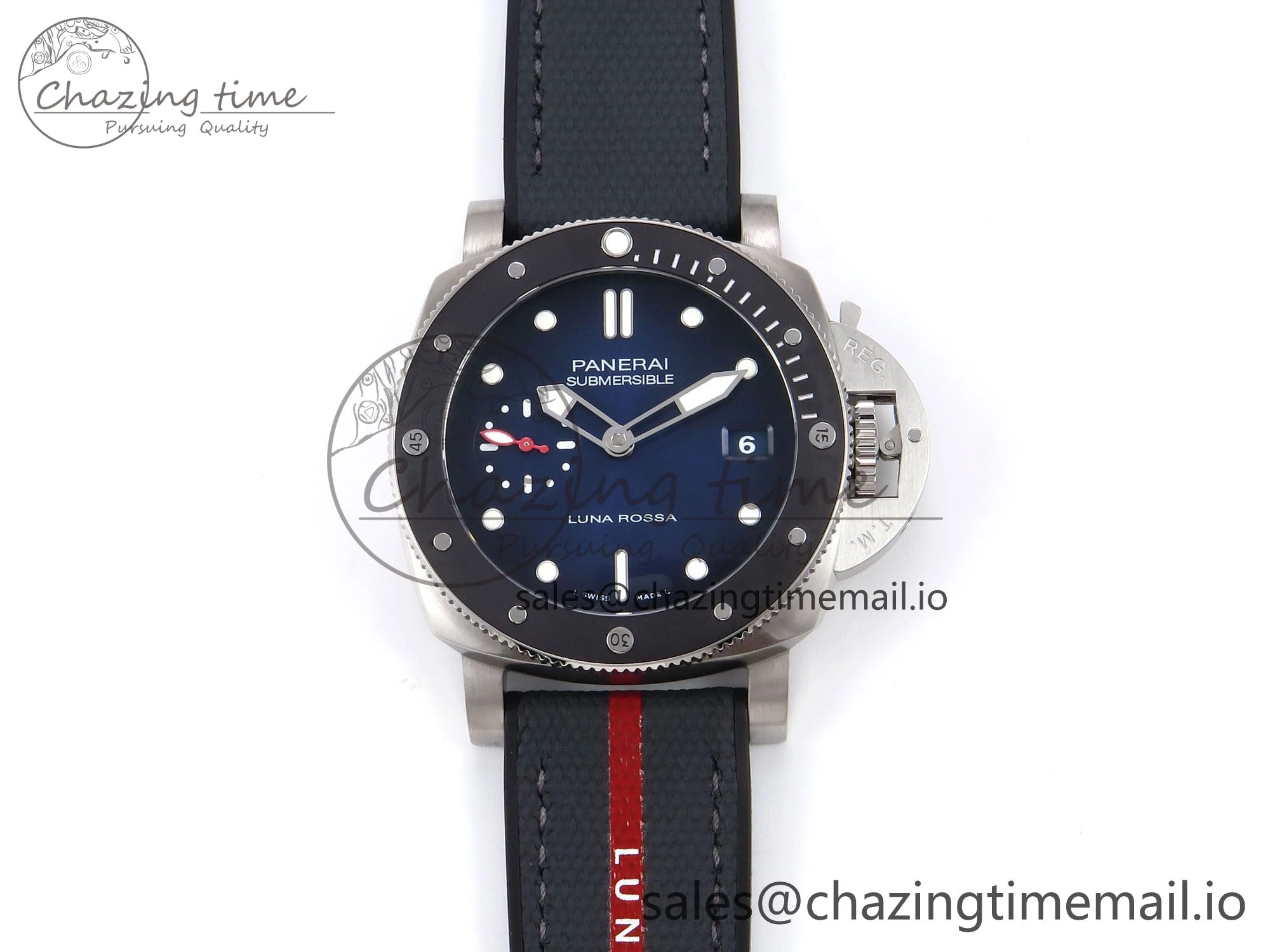 Upgraded PAM1565 Luna Rossa Submersible VSF 1:1 Best Edition on Gray Fabric Strap P 8302