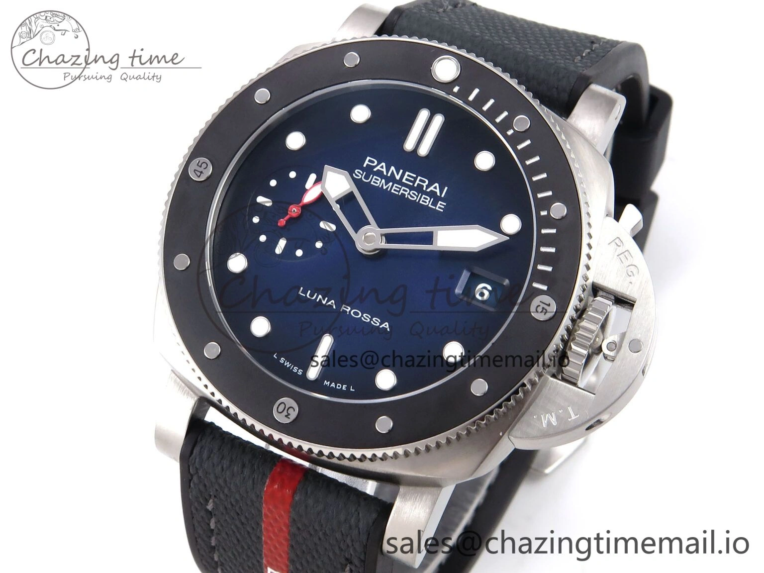 Upgraded PAM1565 Luna Rossa Submersible VSF 1:1 Best Edition on Gray Fabric Strap P 8302