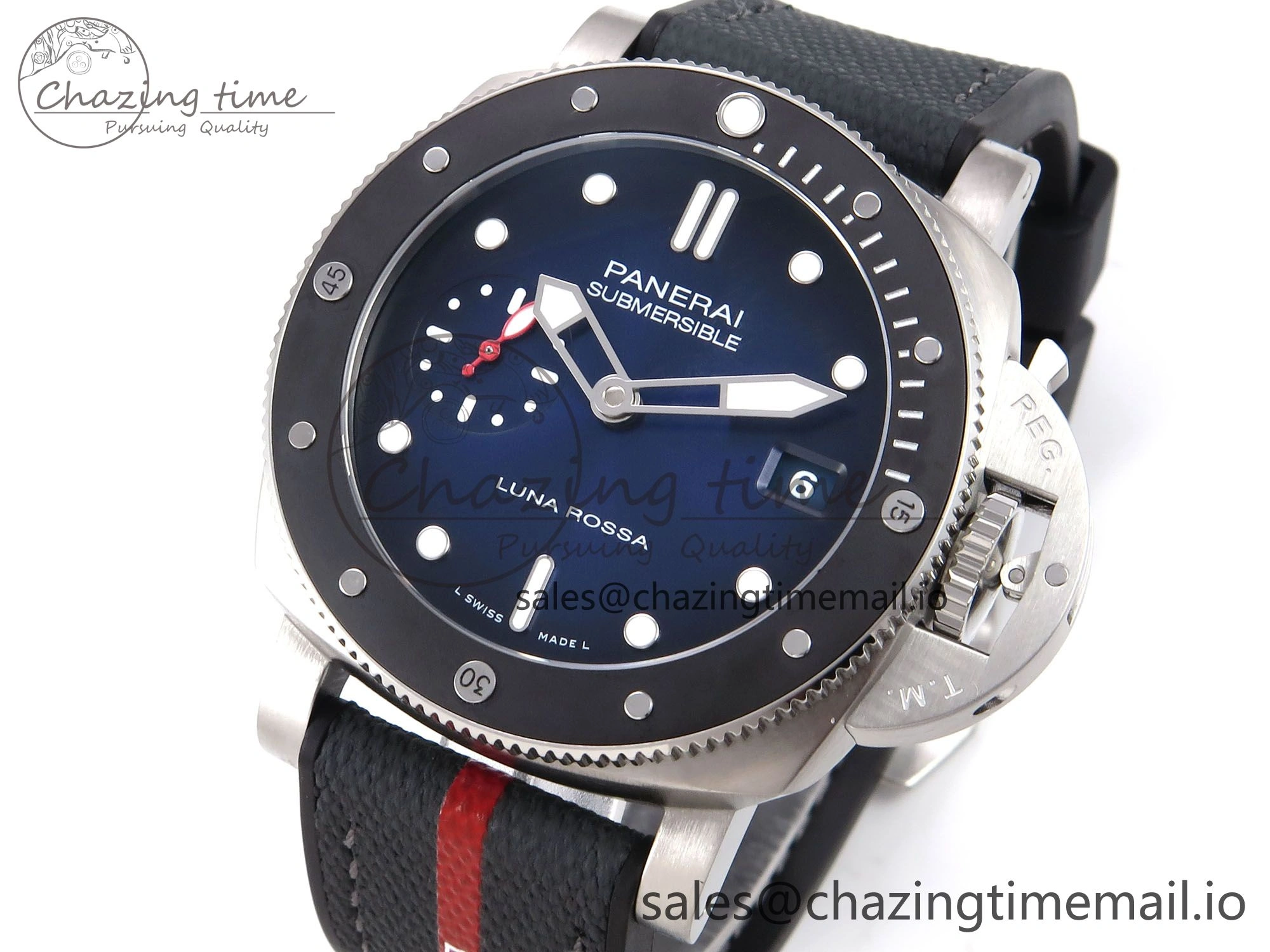 Upgraded PAM1565 Luna Rossa Submersible VSF 1:1 Best Edition on Gray Fabric Strap P 8302