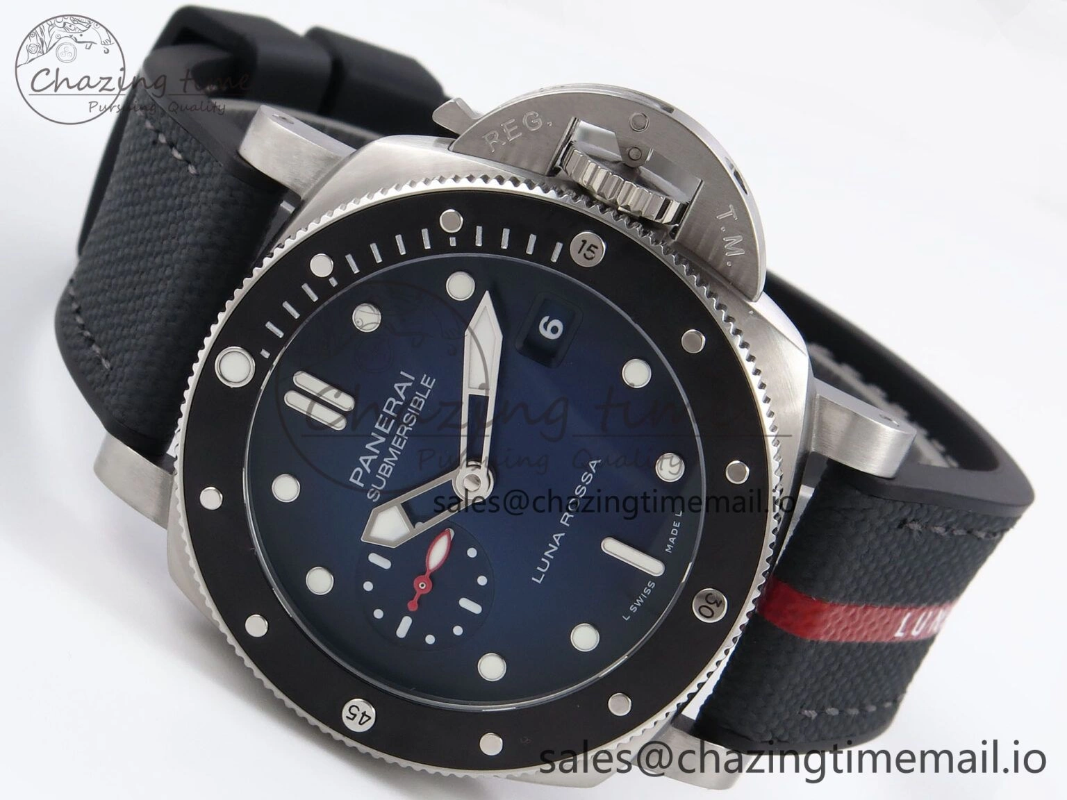 Upgraded PAM1565 Luna Rossa Submersible VSF 1:1 Best Edition on Gray Fabric Strap P 8302