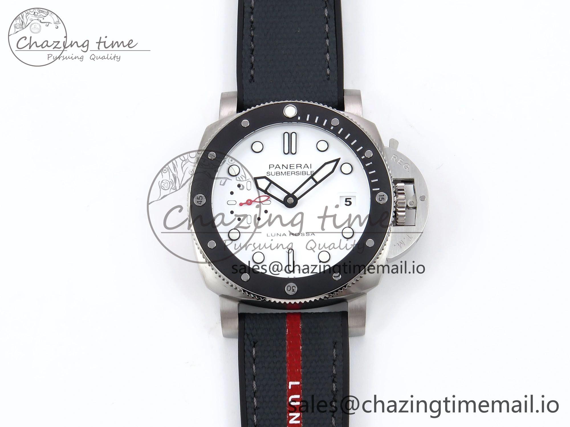 Cozy PAM1579 Luna Rossa Submersible VSF 1:1 Best Edition on Black Fabric Strap P 8303