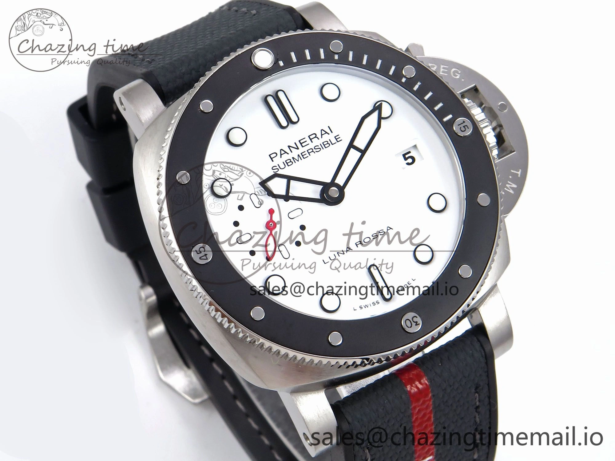 Cozy PAM1579 Luna Rossa Submersible VSF 1:1 Best Edition on Black Fabric Strap P 8303