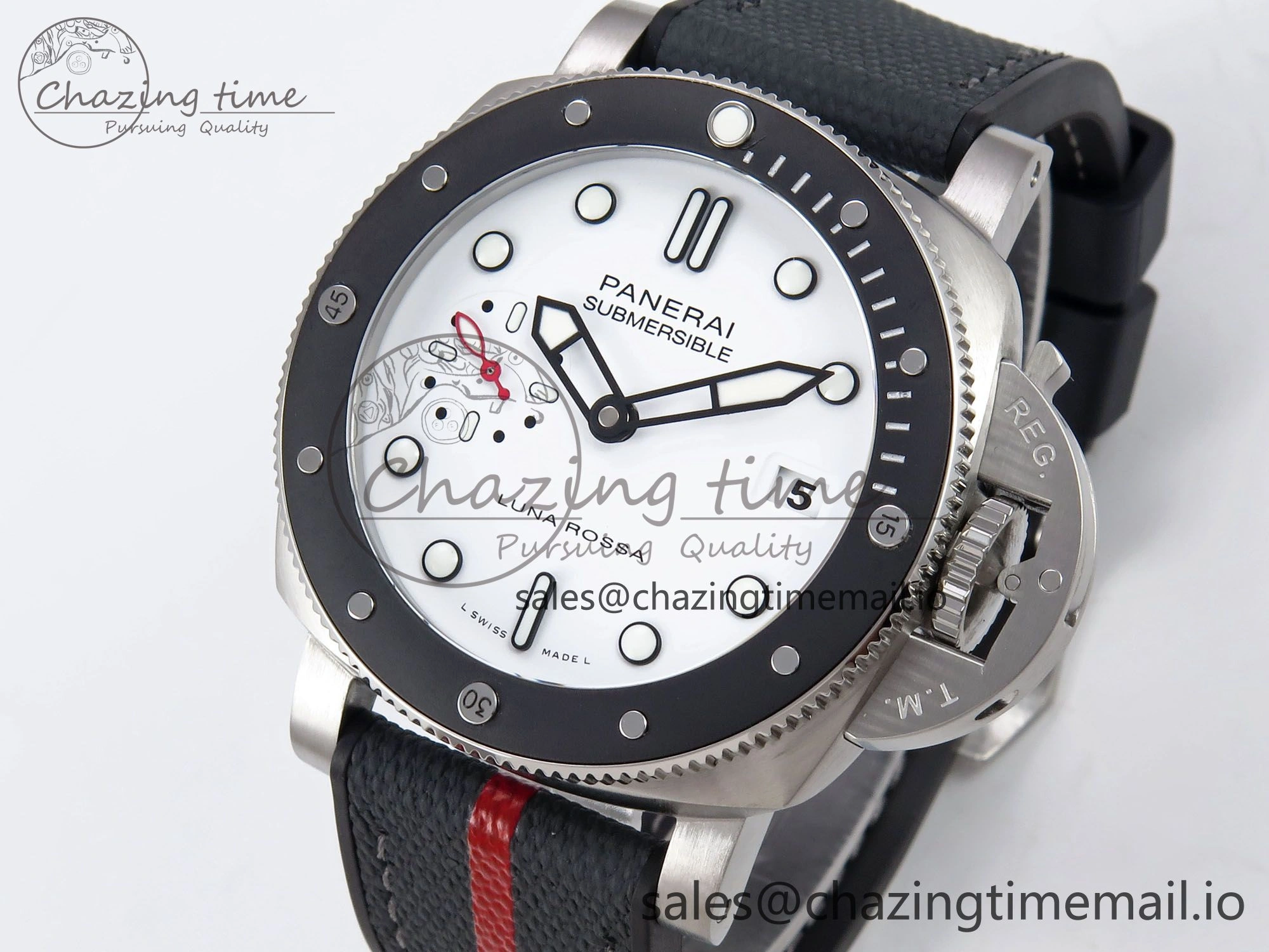 Cozy PAM1579 Luna Rossa Submersible VSF 1:1 Best Edition on Black Fabric Strap P 8303