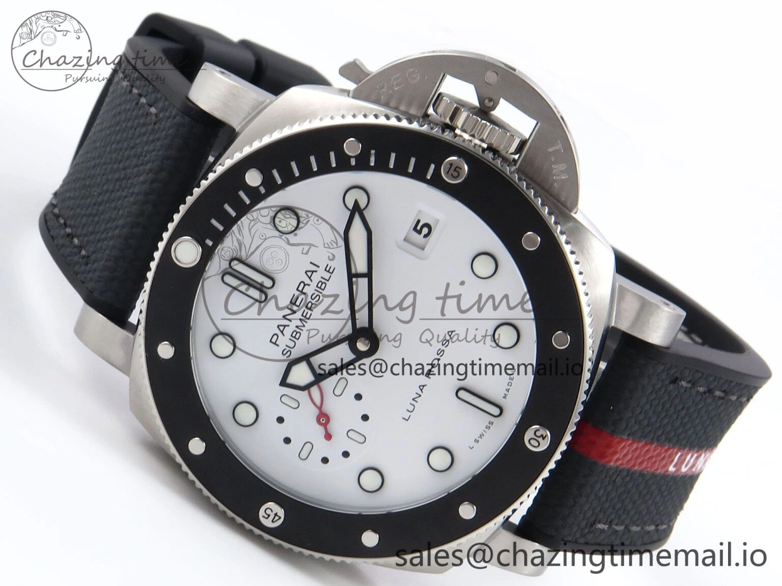 Cozy PAM1579 Luna Rossa Submersible VSF 1:1 Best Edition on Black Fabric Strap P 8303