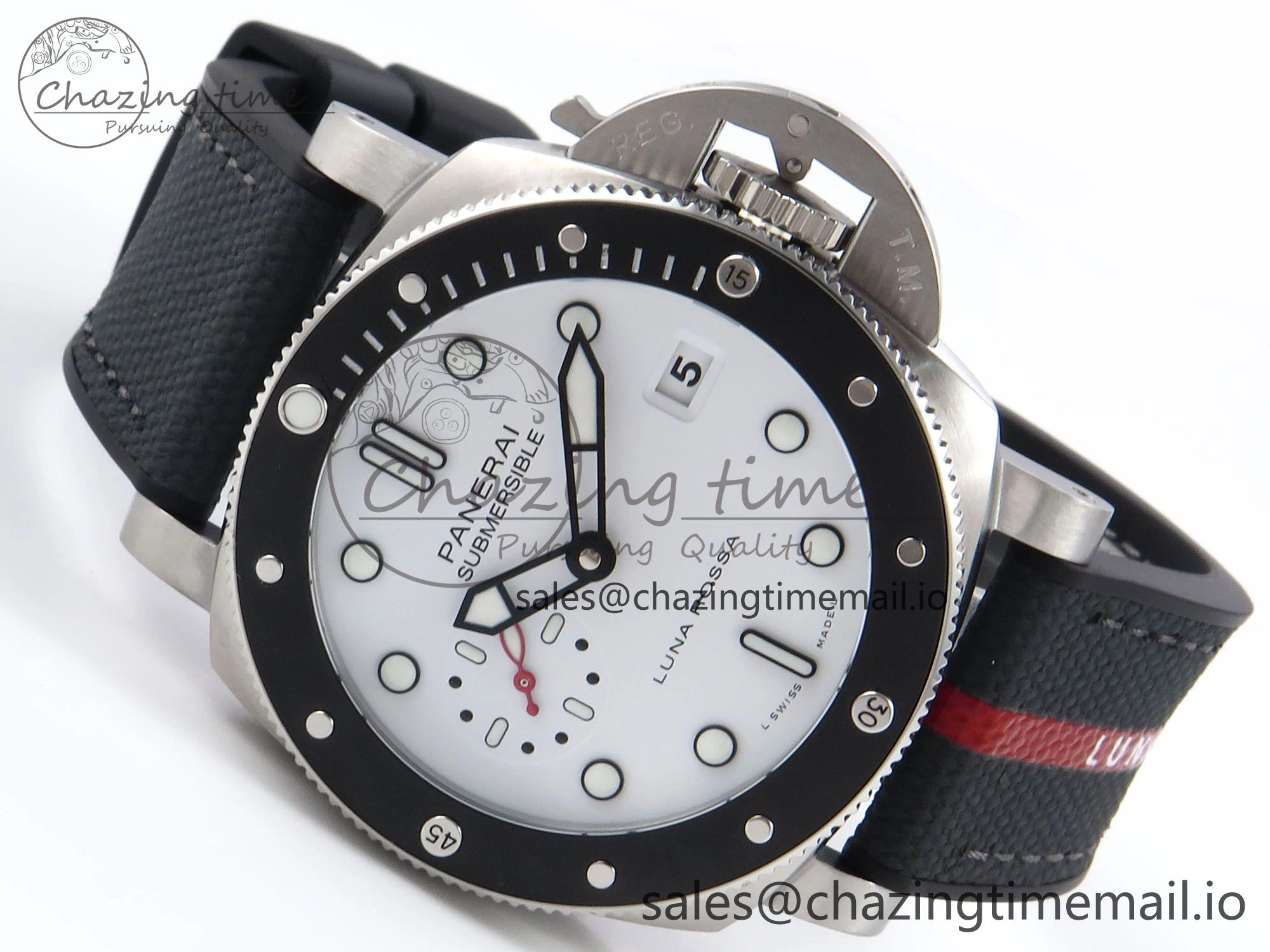 Cozy PAM1579 Luna Rossa Submersible VSF 1:1 Best Edition on Black Fabric Strap P 8303
